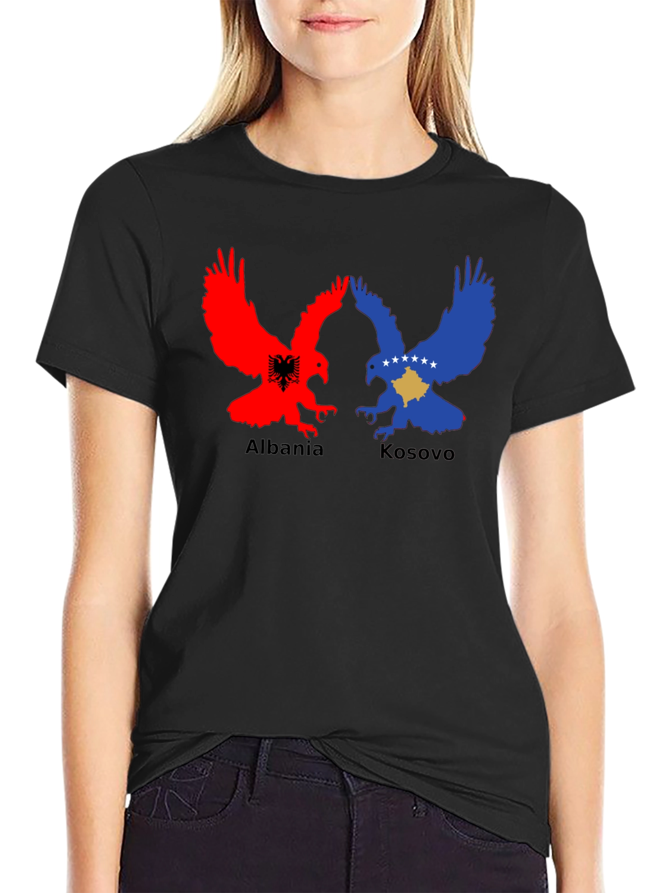 Albania Kosovo Eagle Black T-Shirt