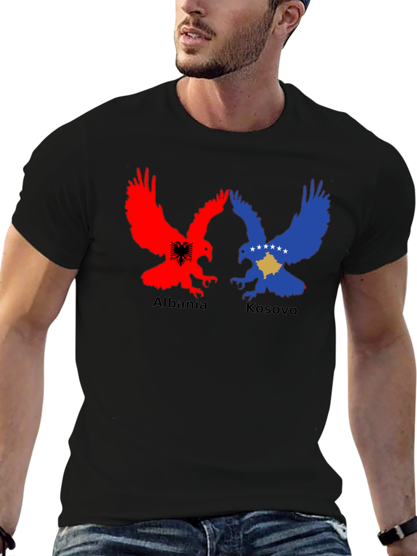 Albania Kosovo Eagle Black T-Shirt