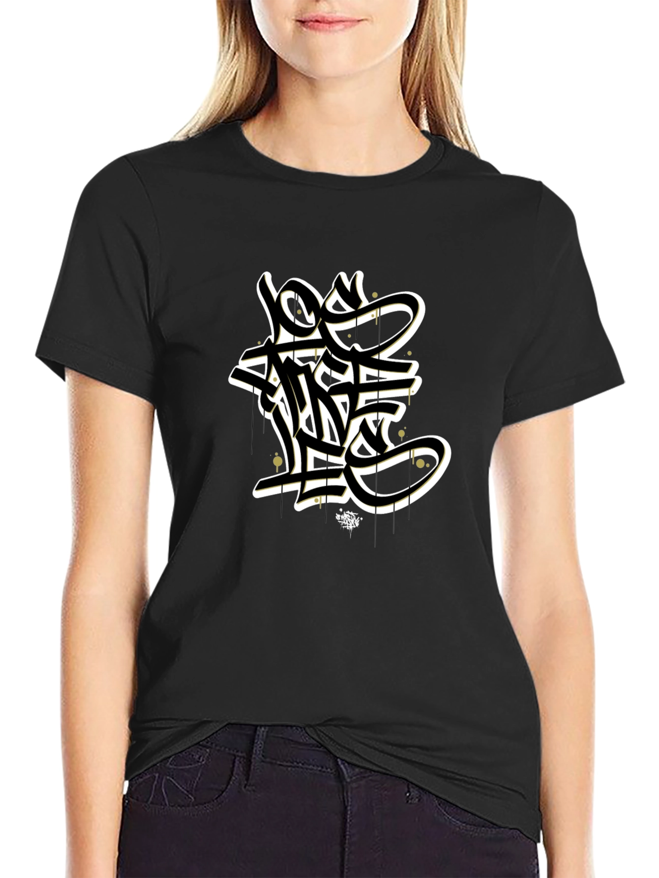 Graffiti Style Black Graphic T-Shirt
