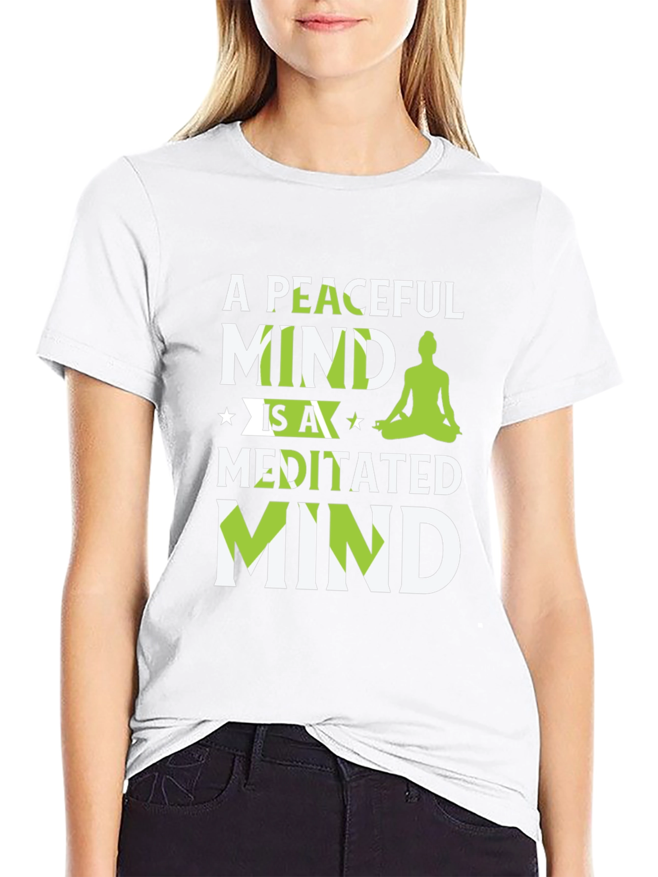 Peaceful Meditated Mind Black Graphic T-Shirt