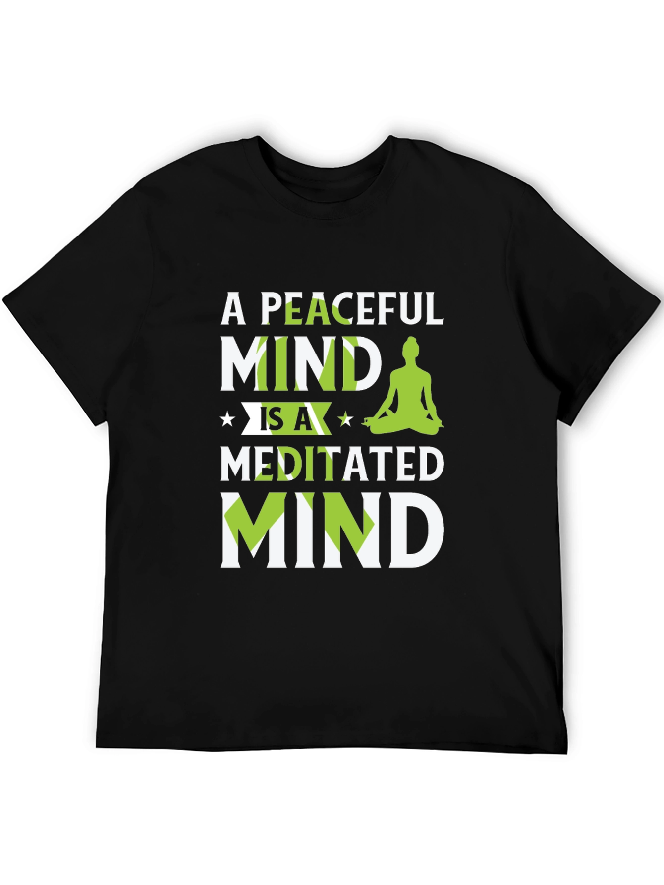 Peaceful Meditated Mind Black Graphic T-Shirt