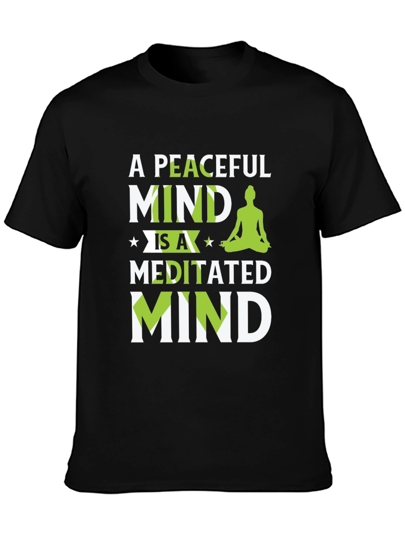Peaceful Meditated Mind Black Graphic T-Shirt