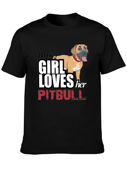 Girl Loves Her Pitbull Black T-Shirt