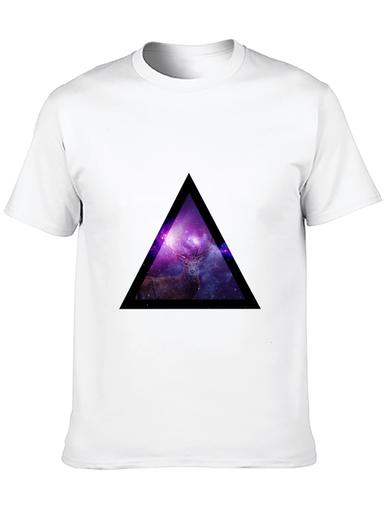 Galaxy Deer Triangle Graphic Tee - Black