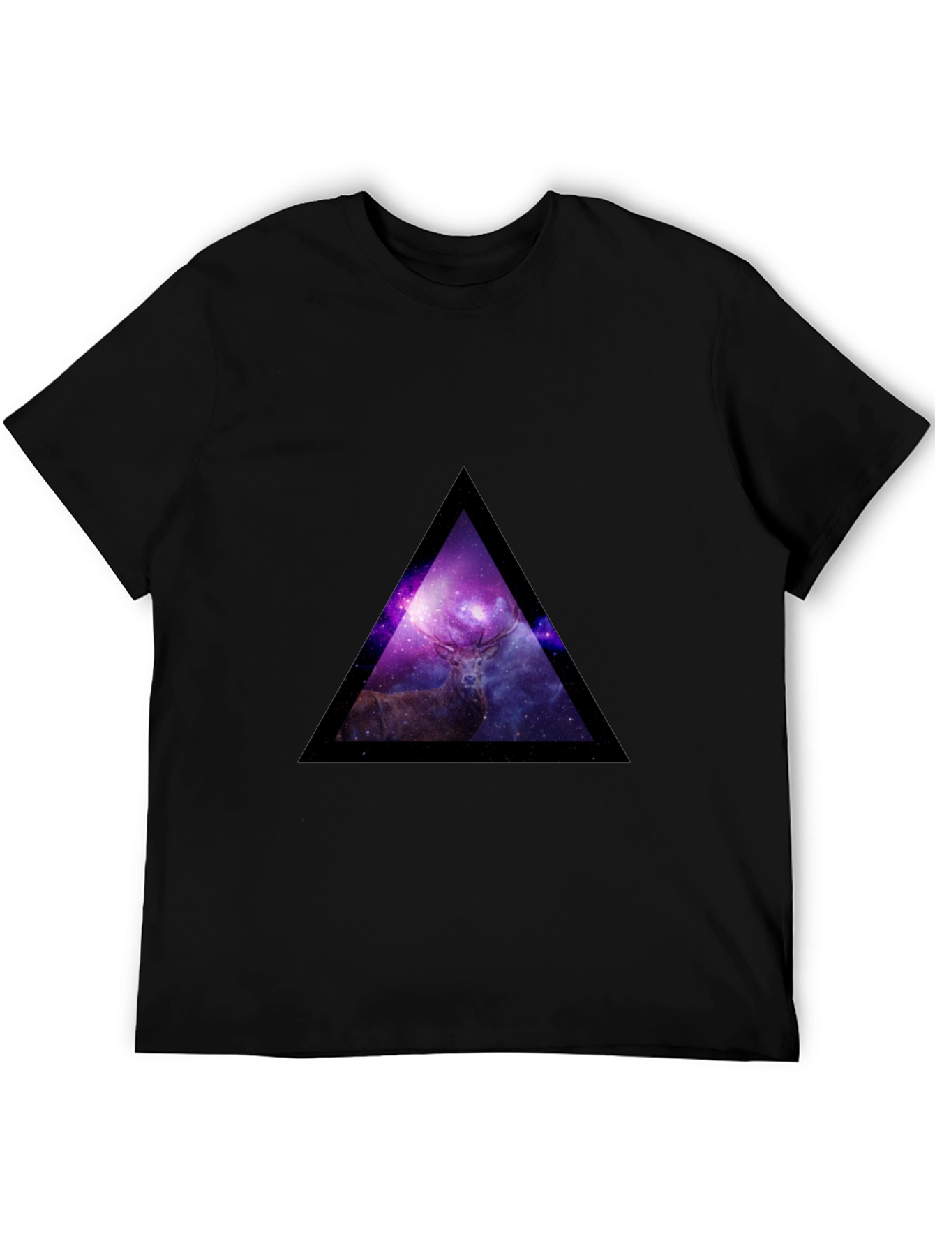 Galaxy Deer Triangle Graphic Tee - Black