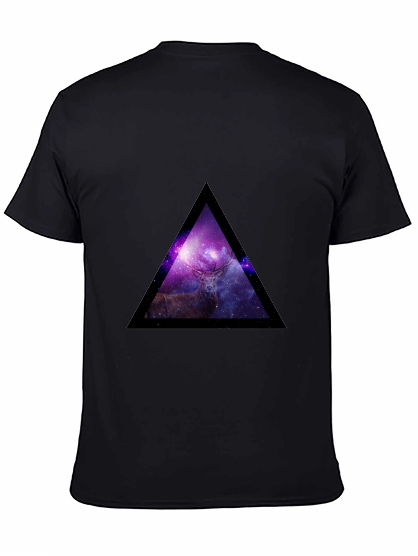 Galaxy Deer Triangle Graphic Tee - Black