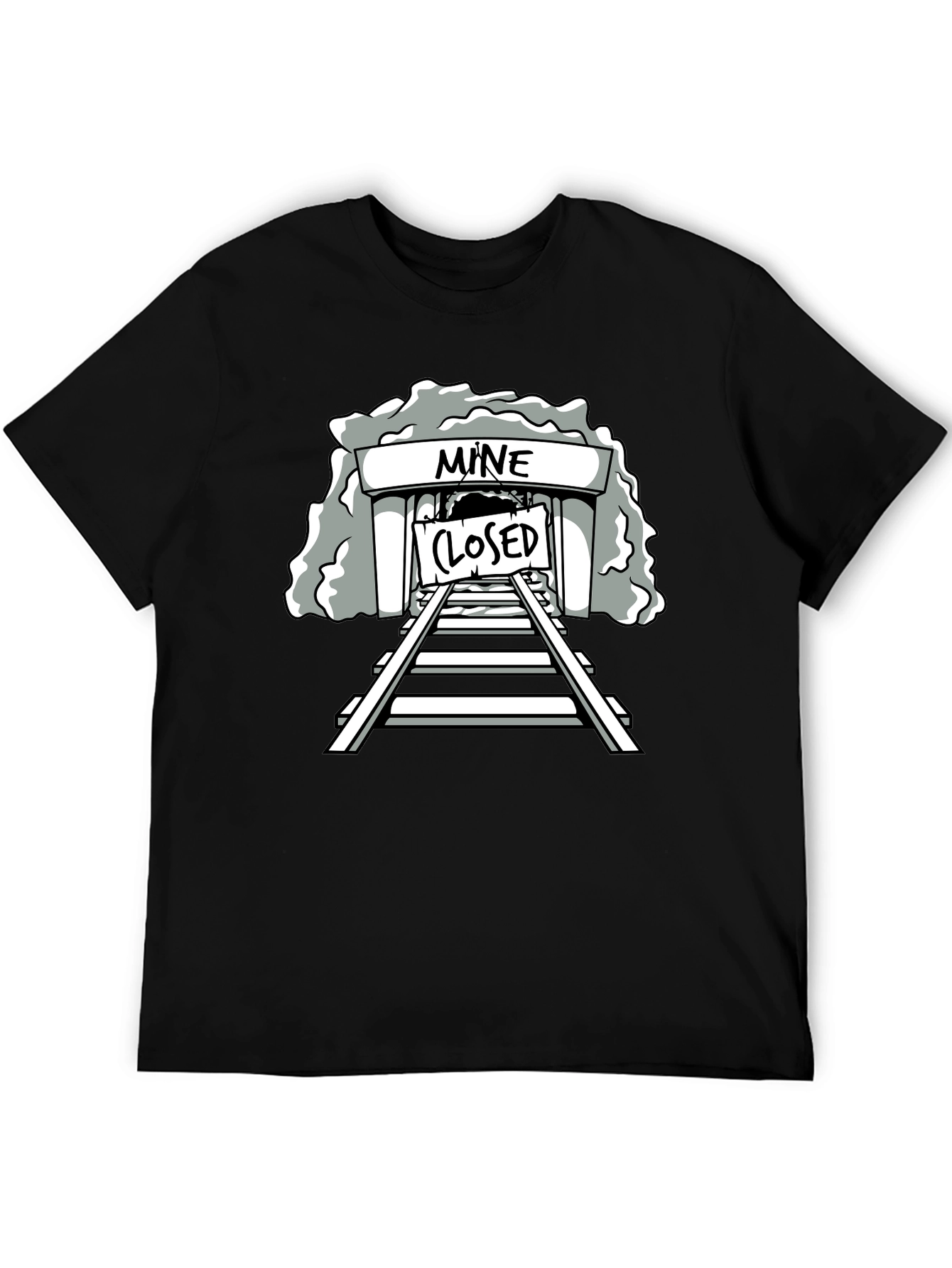 Mine Closed Graphic Tee - Black Cotton T-Shirt
