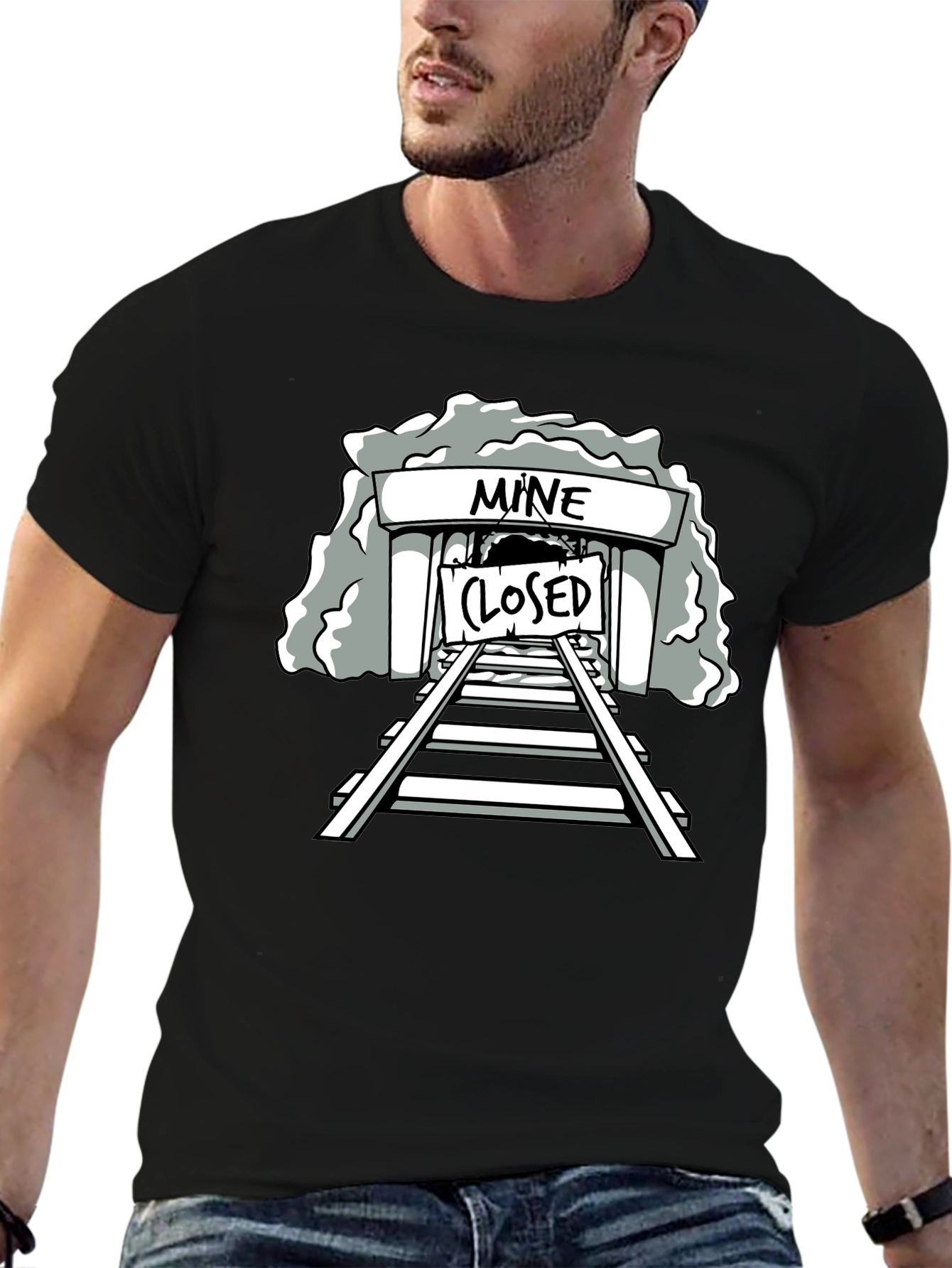Mine Closed Graphic Tee - Black Cotton T-Shirt
