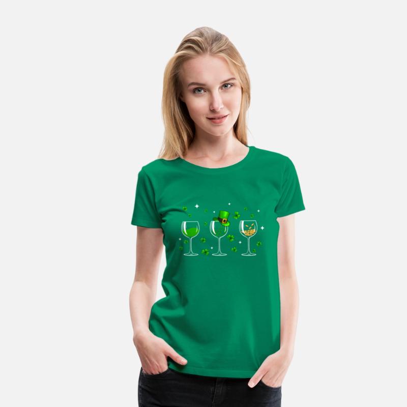 Three Wine Glasses Clover Shamrock St Patrick Day