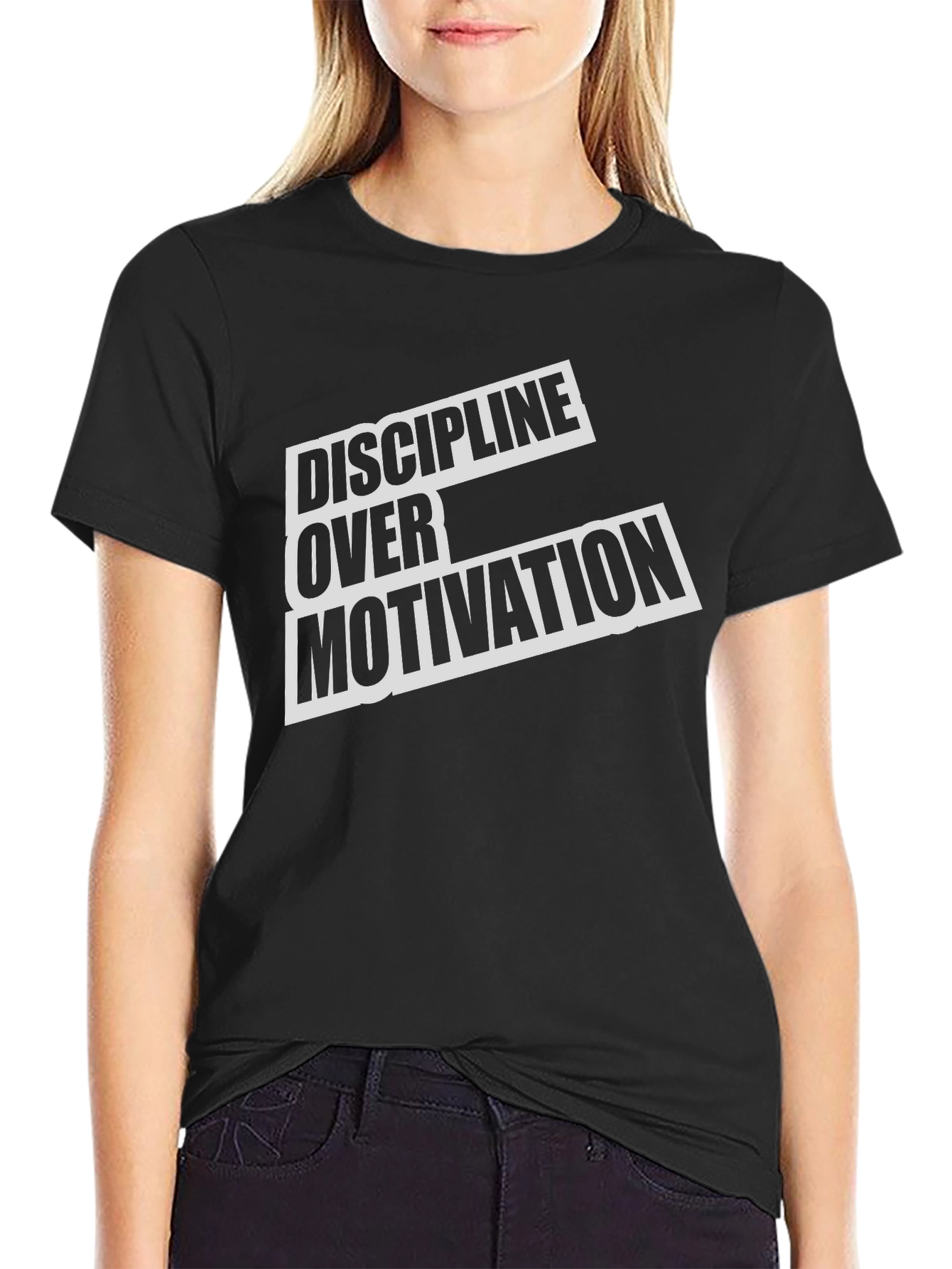 Discipline Over Motivation Black Graphic Tee