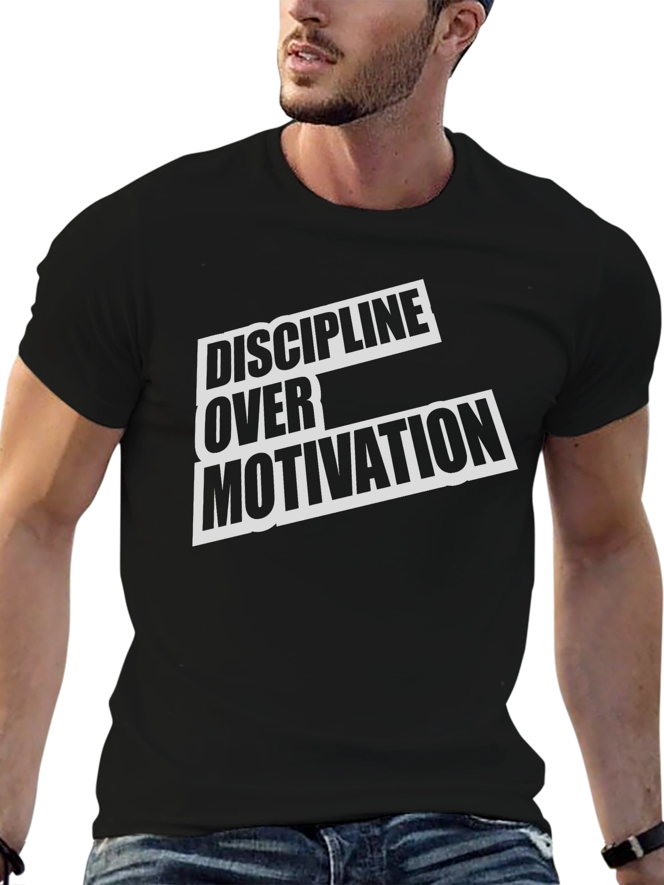 Discipline Over Motivation Black Graphic Tee