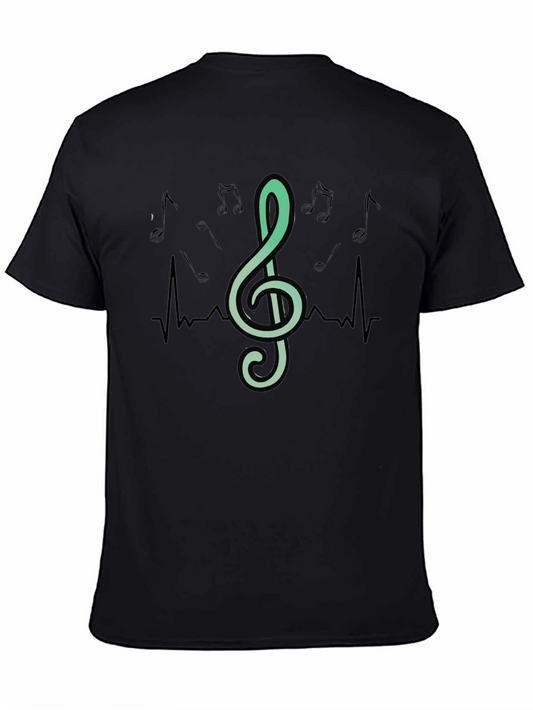 Musical Heartbeat T-Shirt - Black Crew Neck