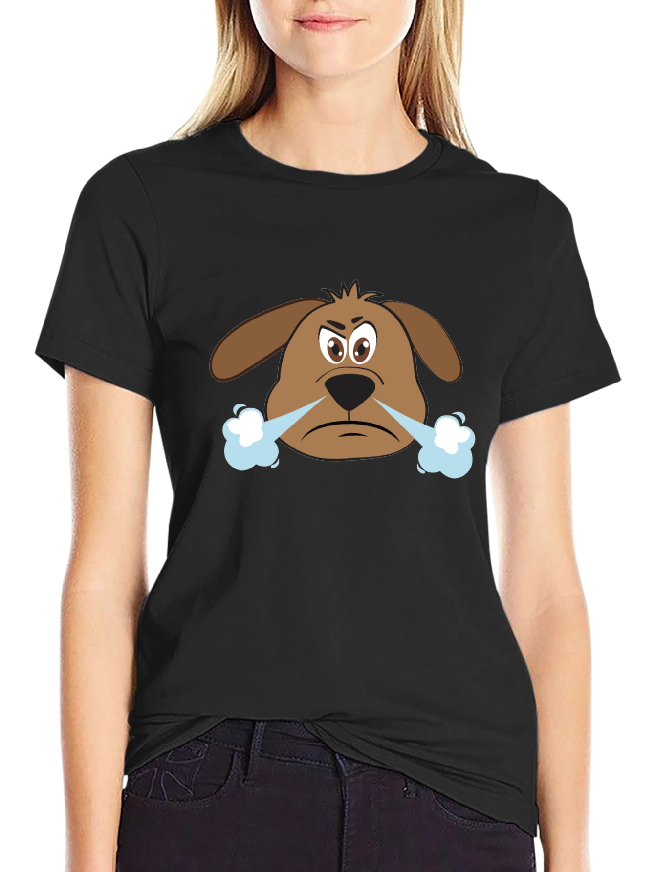 Angry Dog Graphic Tee - Black Cotton T-Shirt