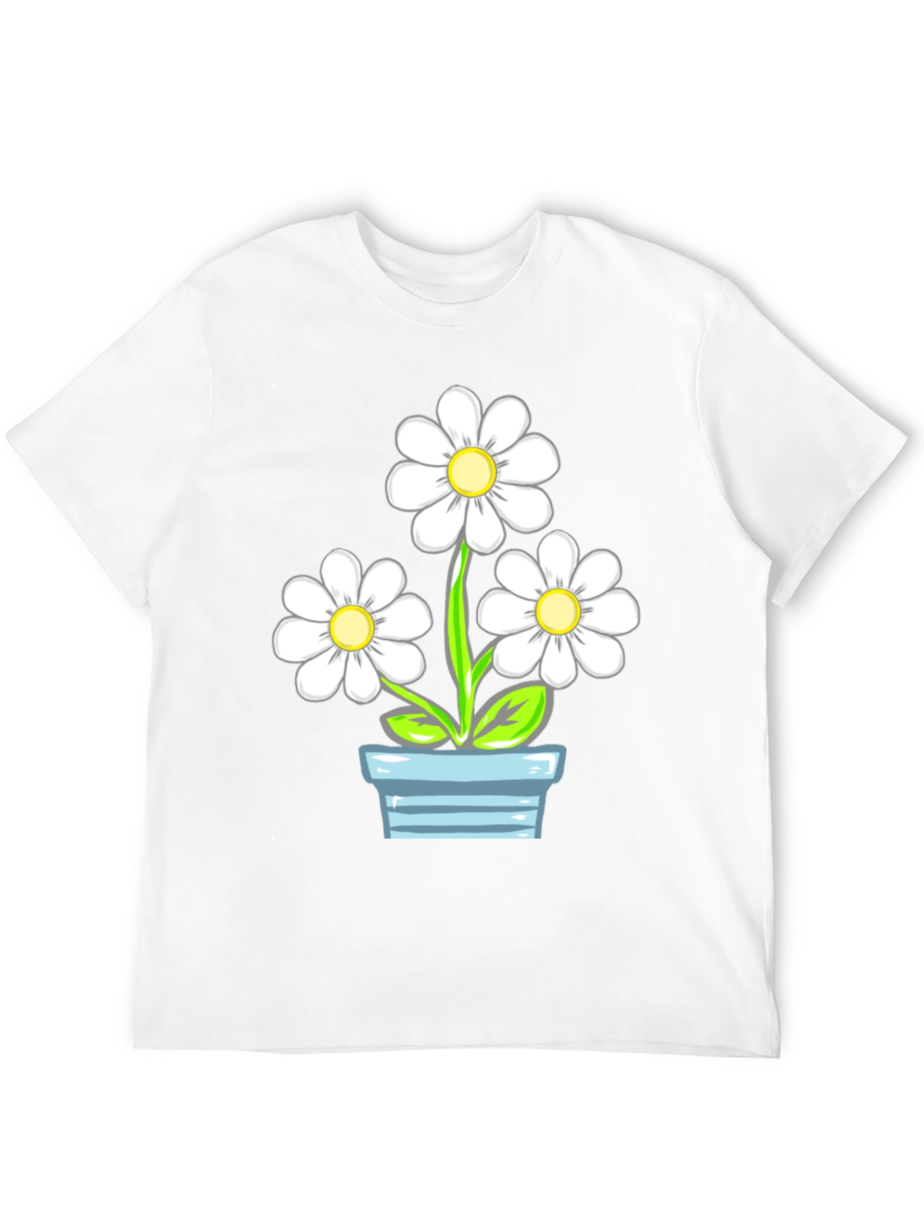 Daisy Flower Pot Graphic Tee - Stylish Comfort