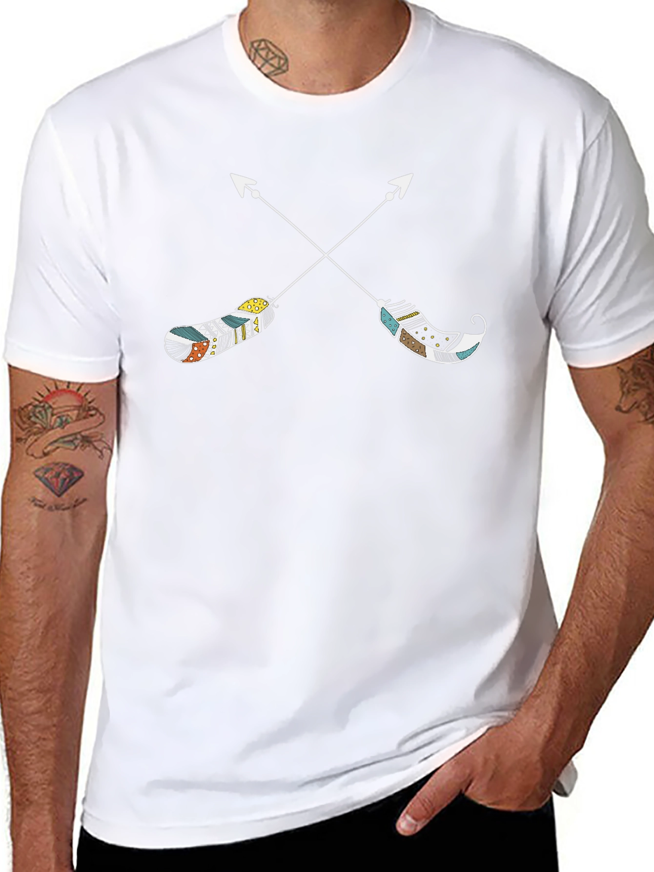 Arrow Feather Graphic Tee - Stylish Casual Wear