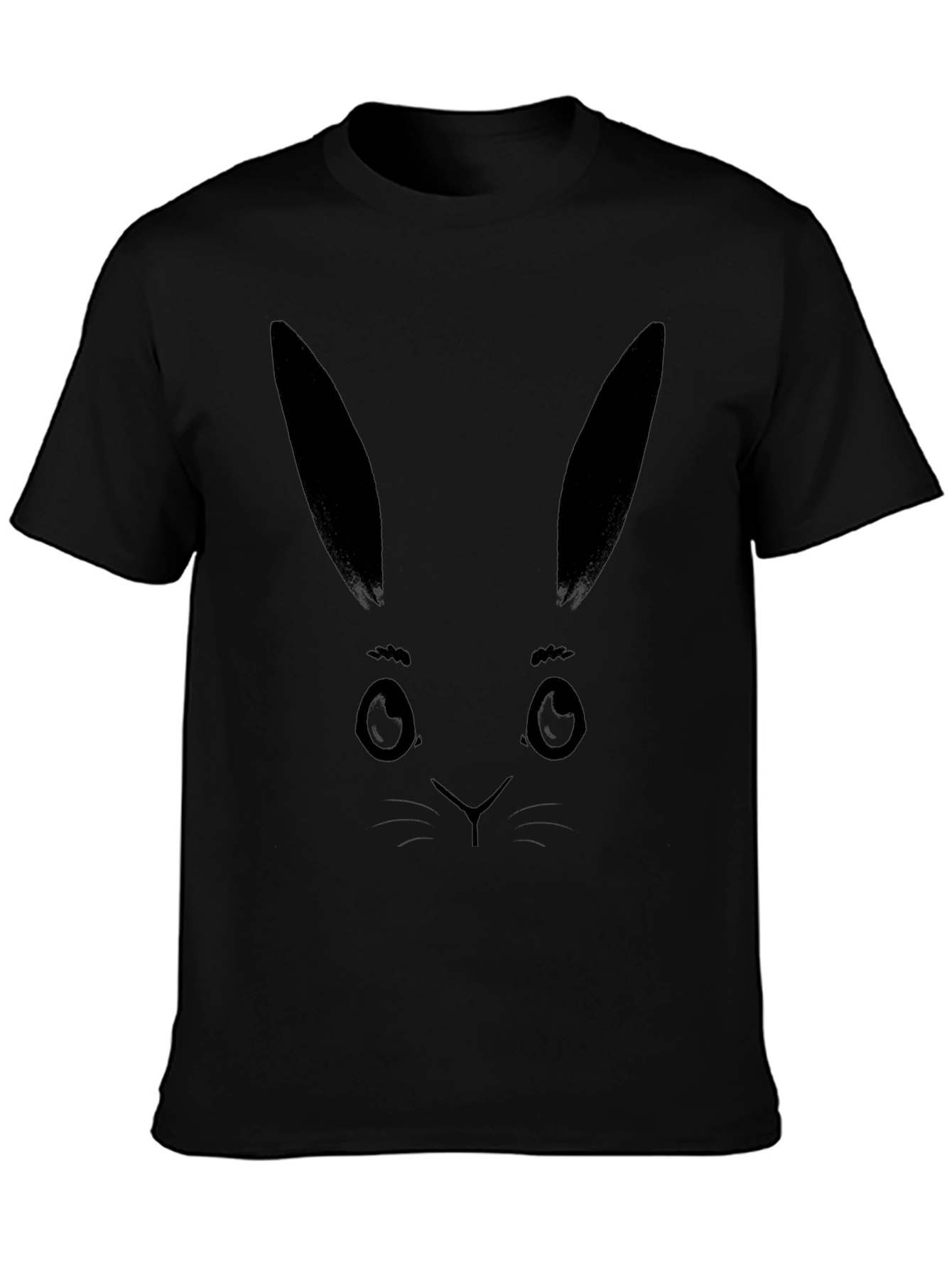 Bunny Face Graphic Tee - Black Cotton T-Shirt