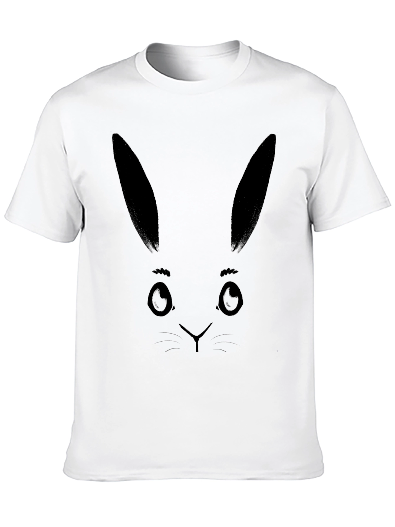 Bunny Face Graphic Tee - Black Cotton T-Shirt