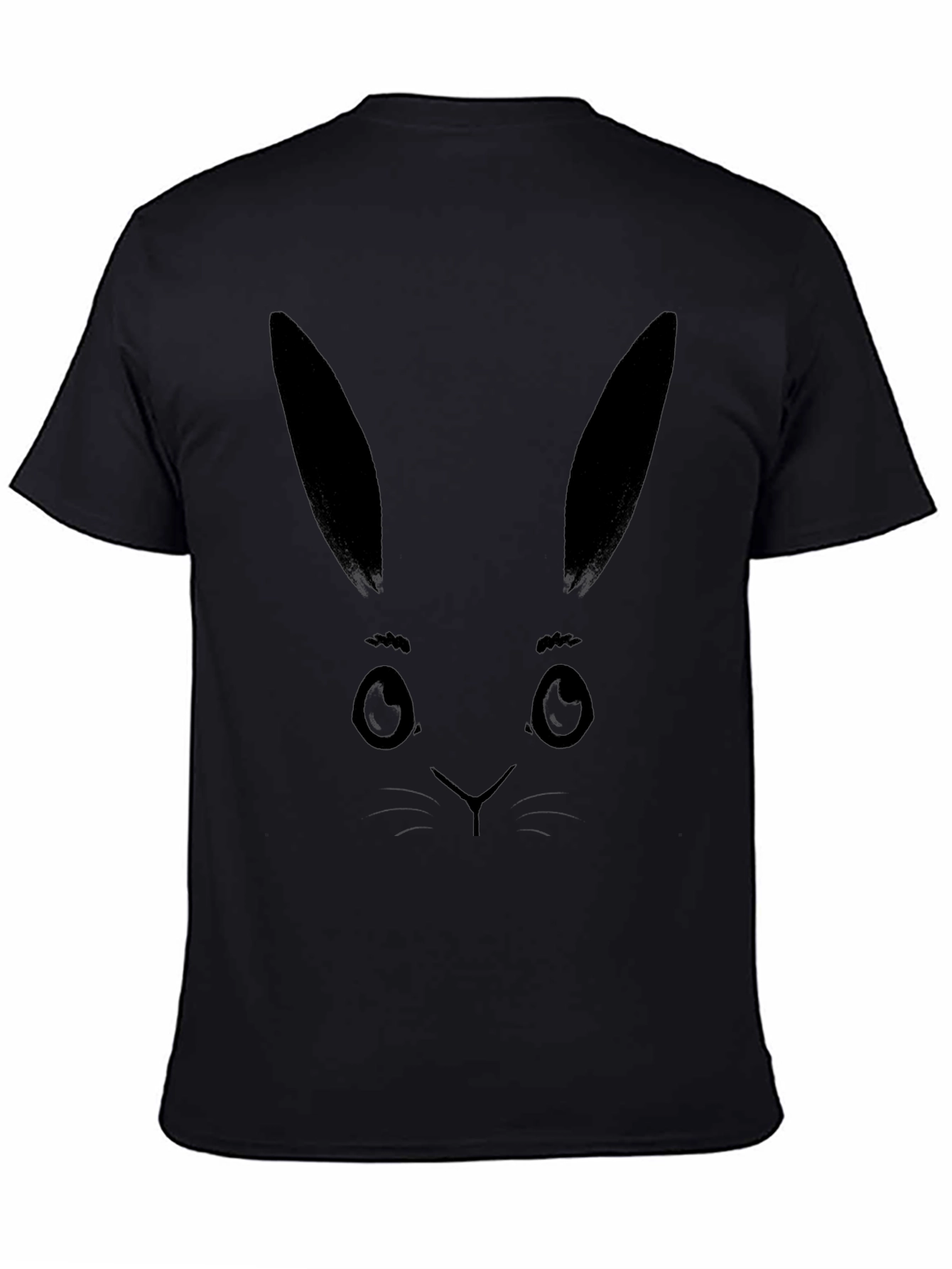 Bunny Face Graphic Tee - Black Cotton T-Shirt