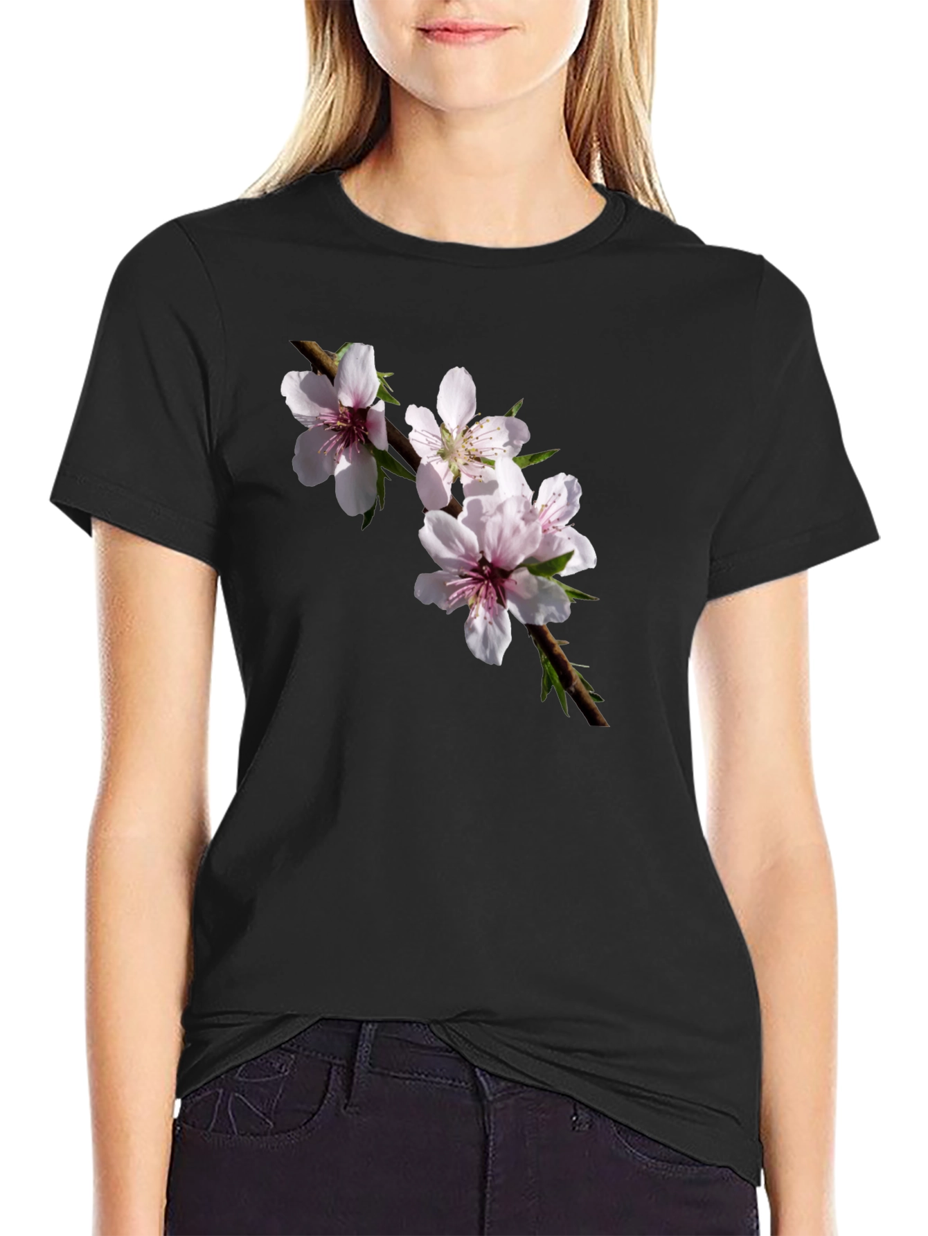 Floral Branch Black T-Shirt