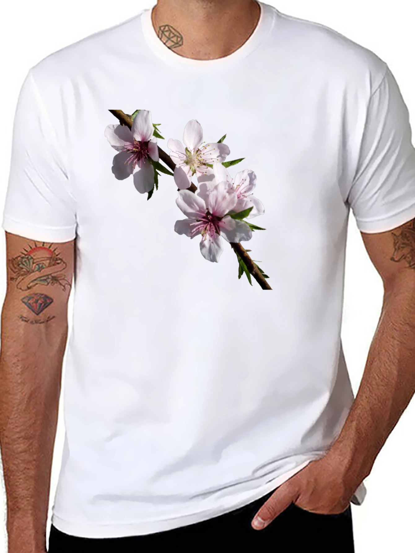 Floral Branch Black T-Shirt
