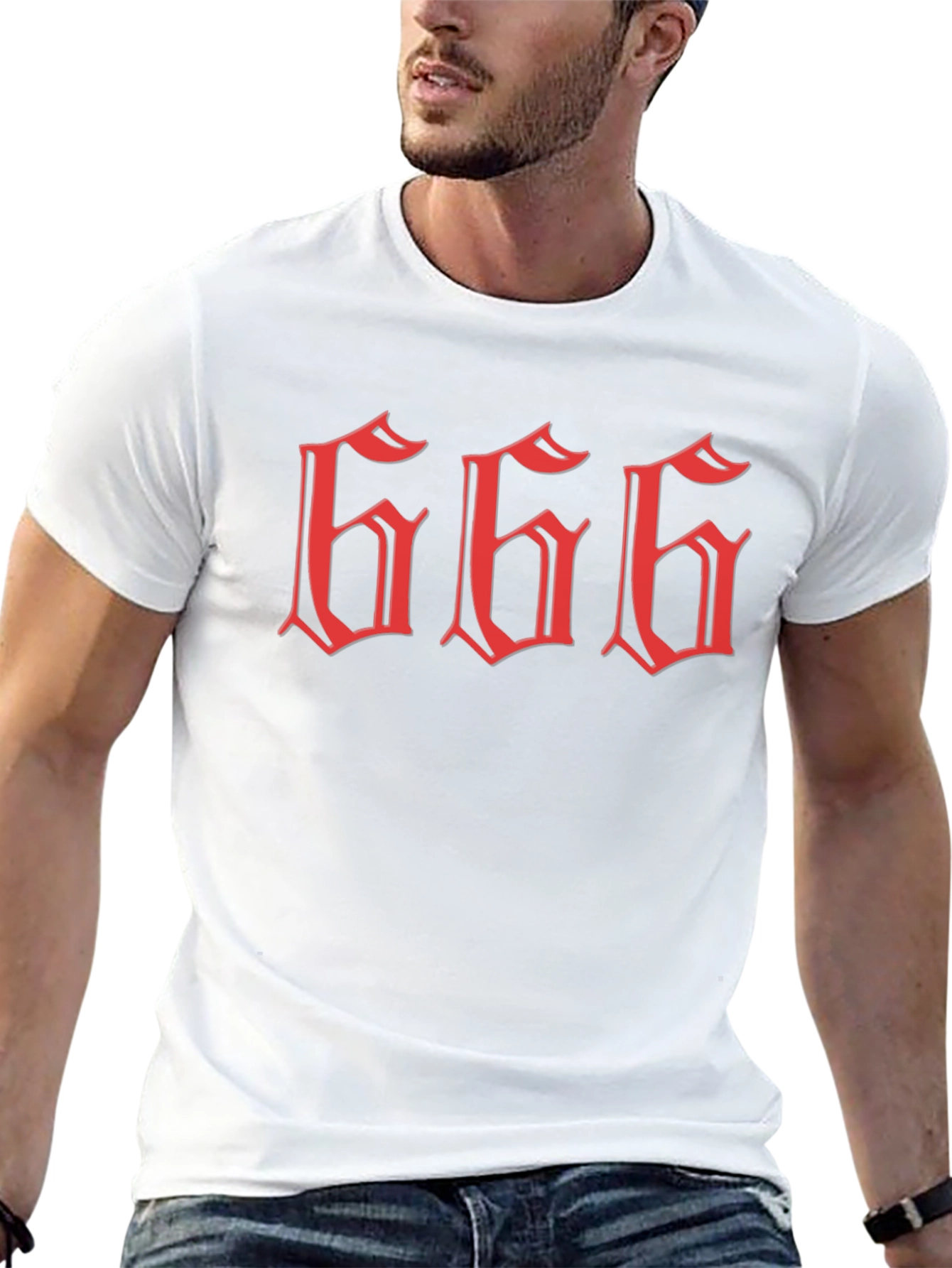 Mens Graphic Tee - Red 666 Design