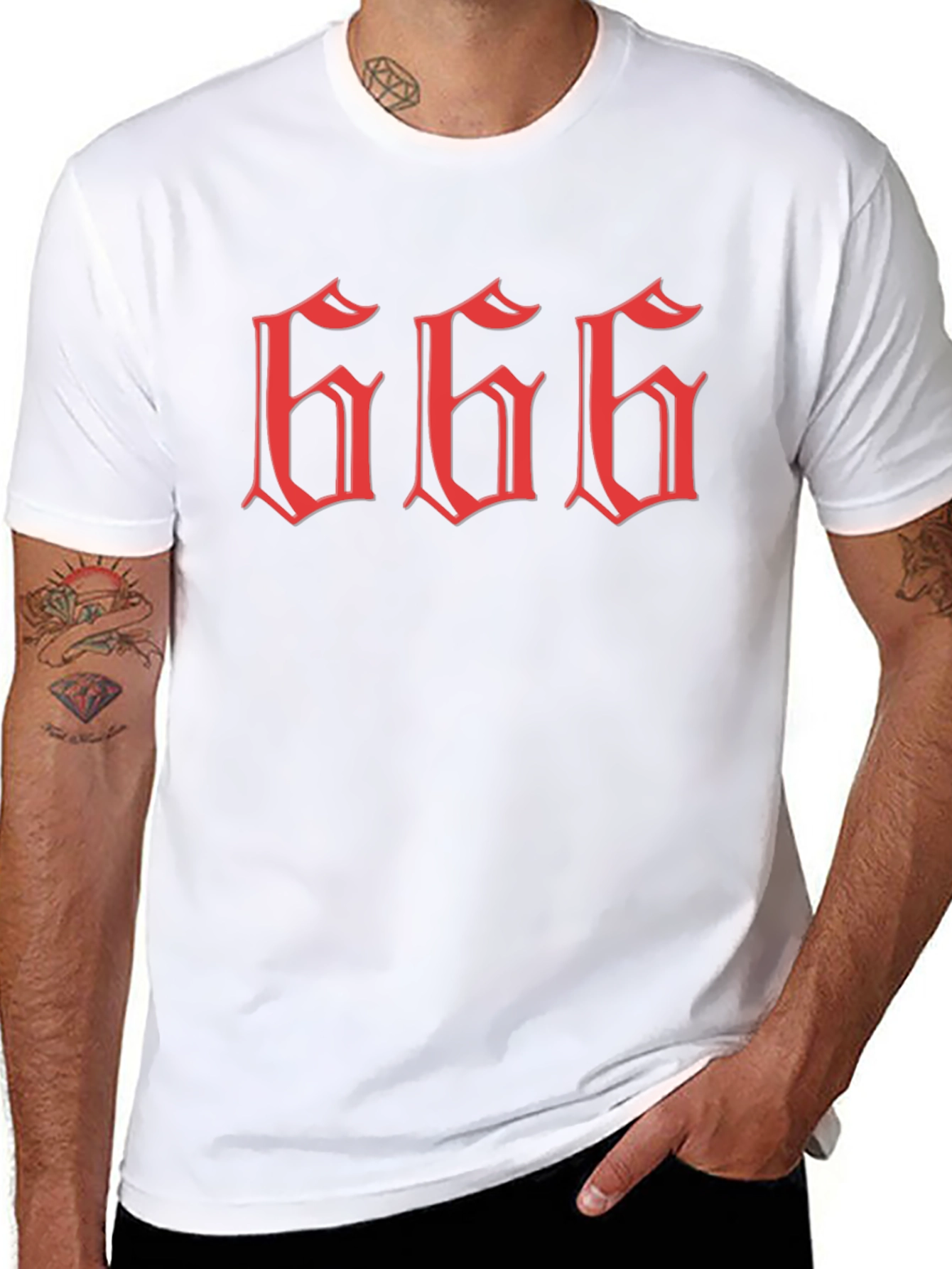 Mens Graphic Tee - Red 666 Design