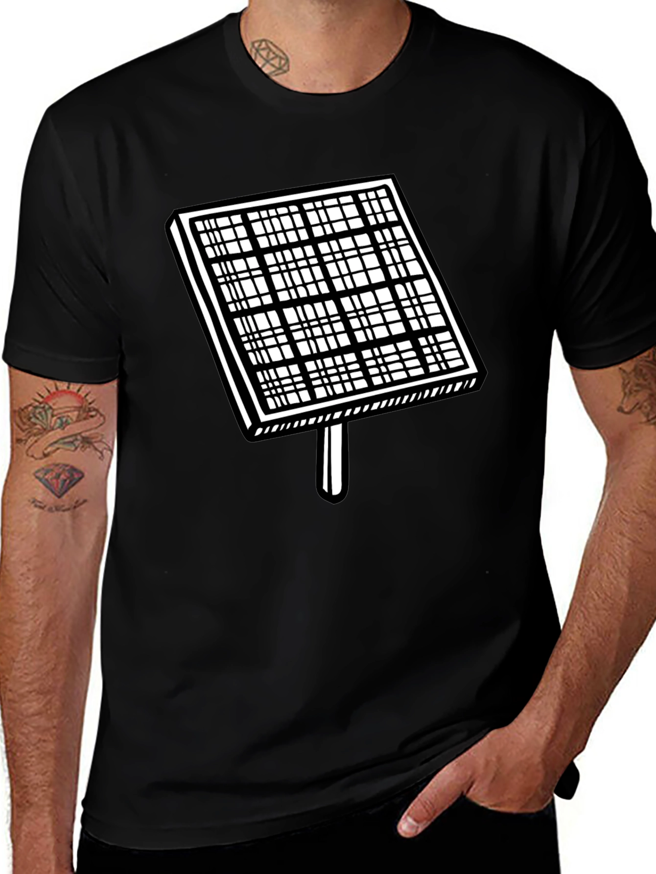 Solar Panel Graphic T-Shirt - Black Cotton Tee
