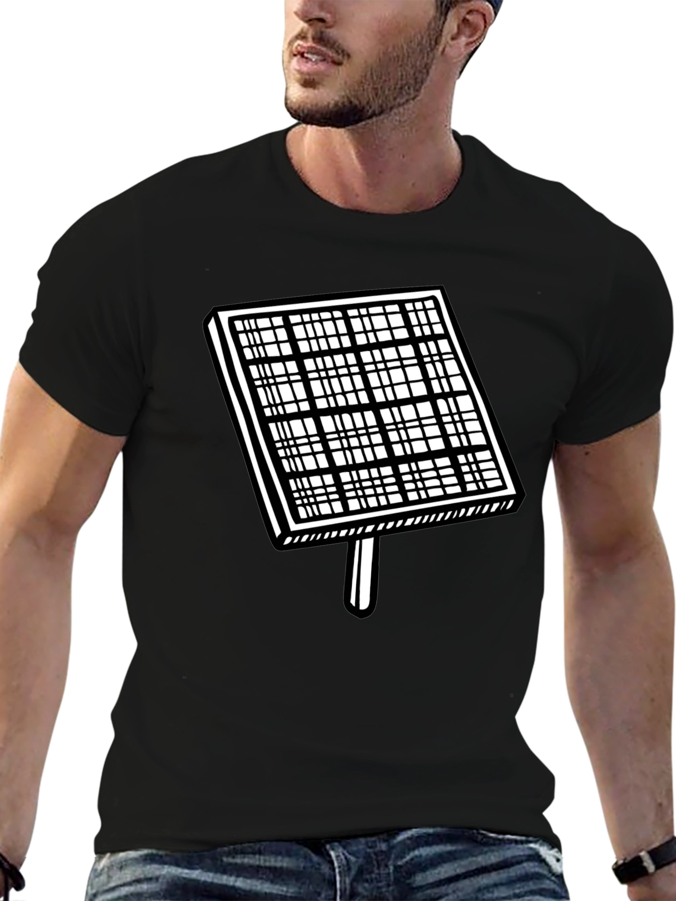 Solar Panel Graphic T-Shirt - Black Cotton Tee
