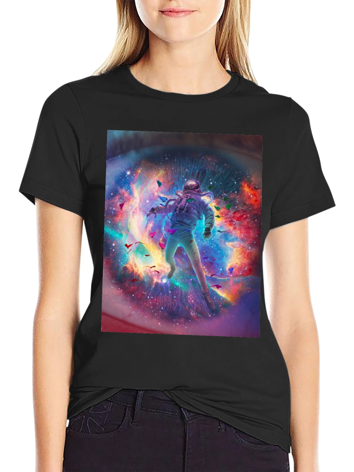 Astronaut Galaxy Graphic Print T-Shirt