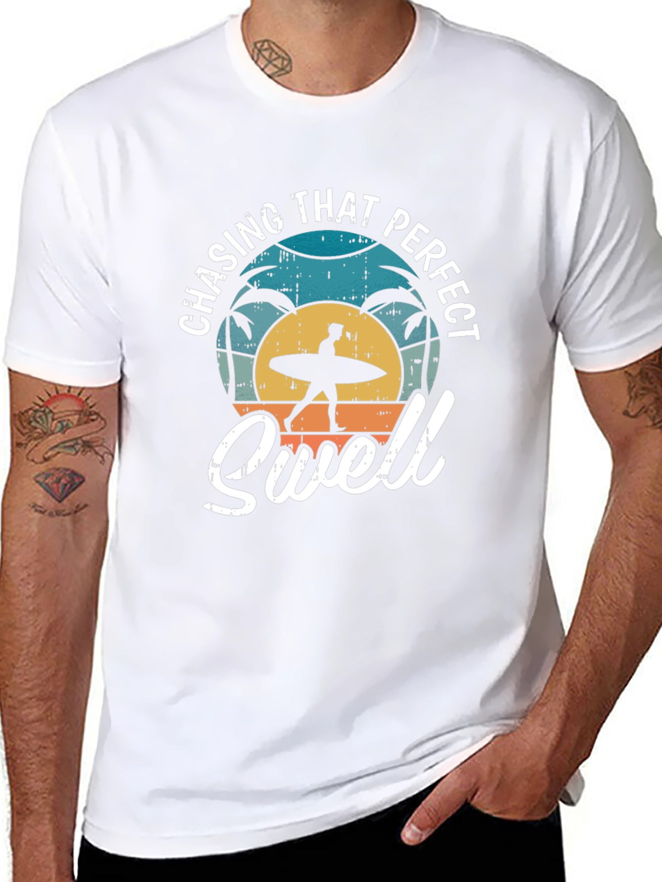 Chasing That Perfect Swell Black Graphic T-Shirt