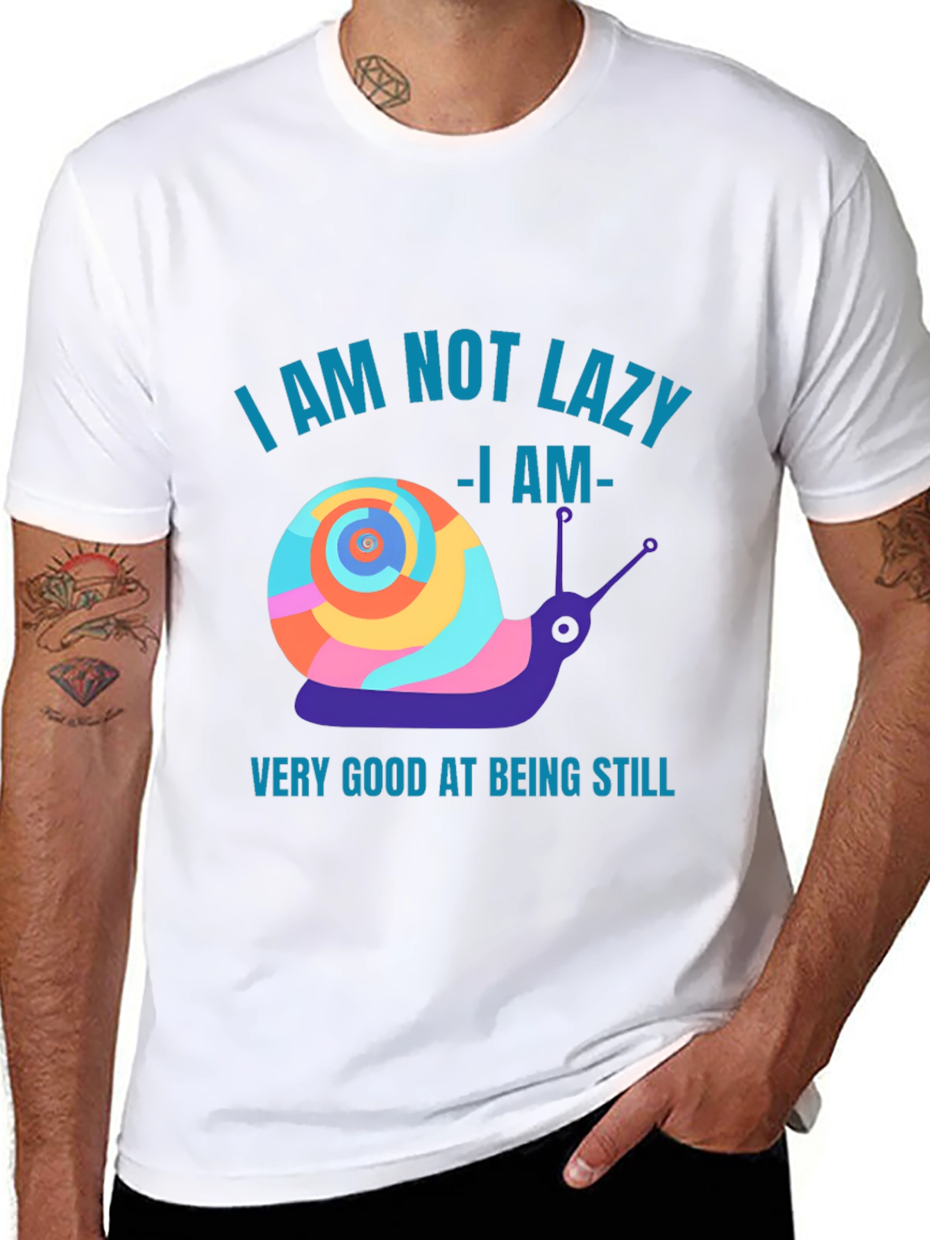 Funny Snail Graphic T-Shirt - Not Lazy