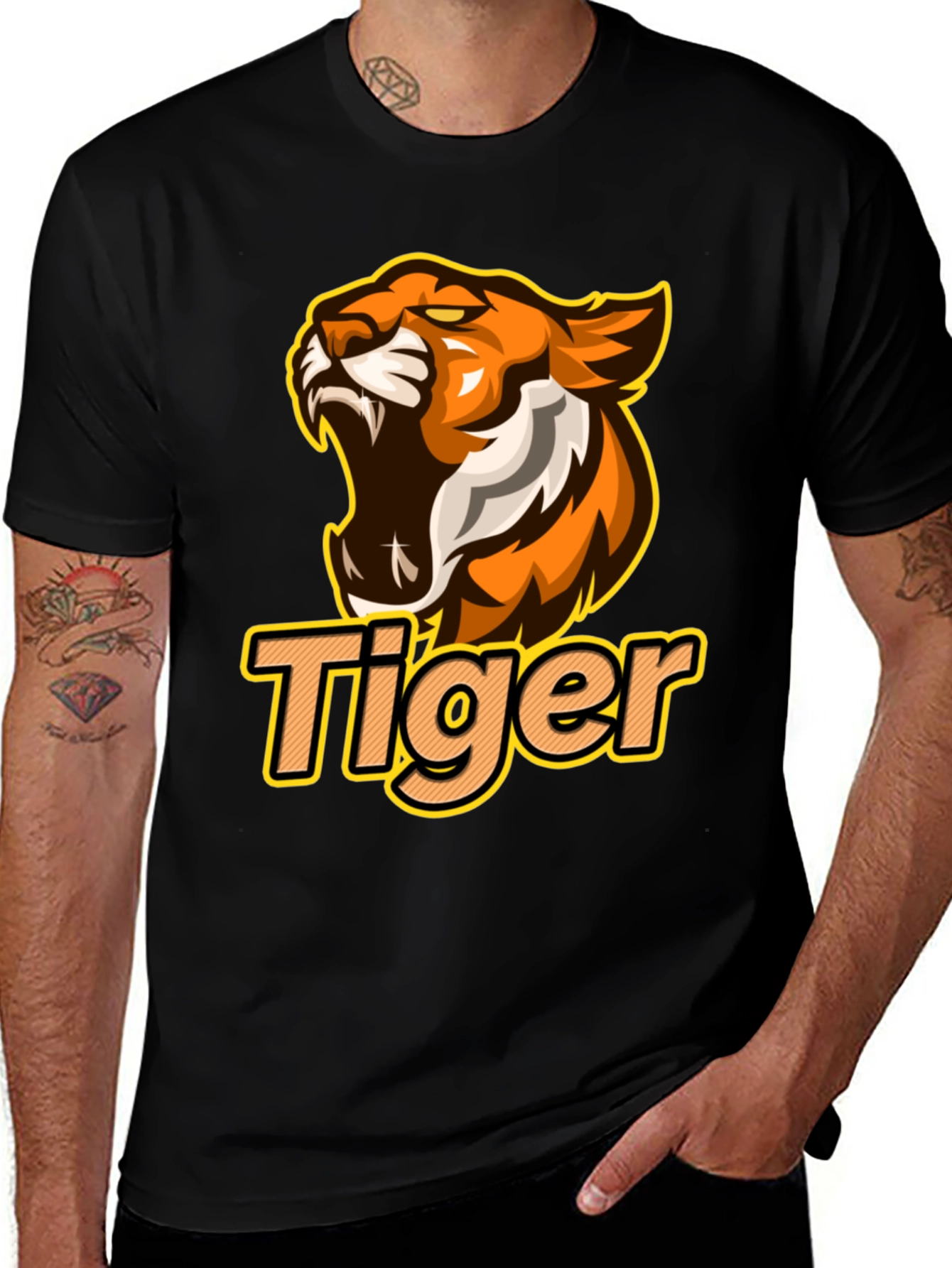 Tiger Graphic Black T-Shirt - Bold Design