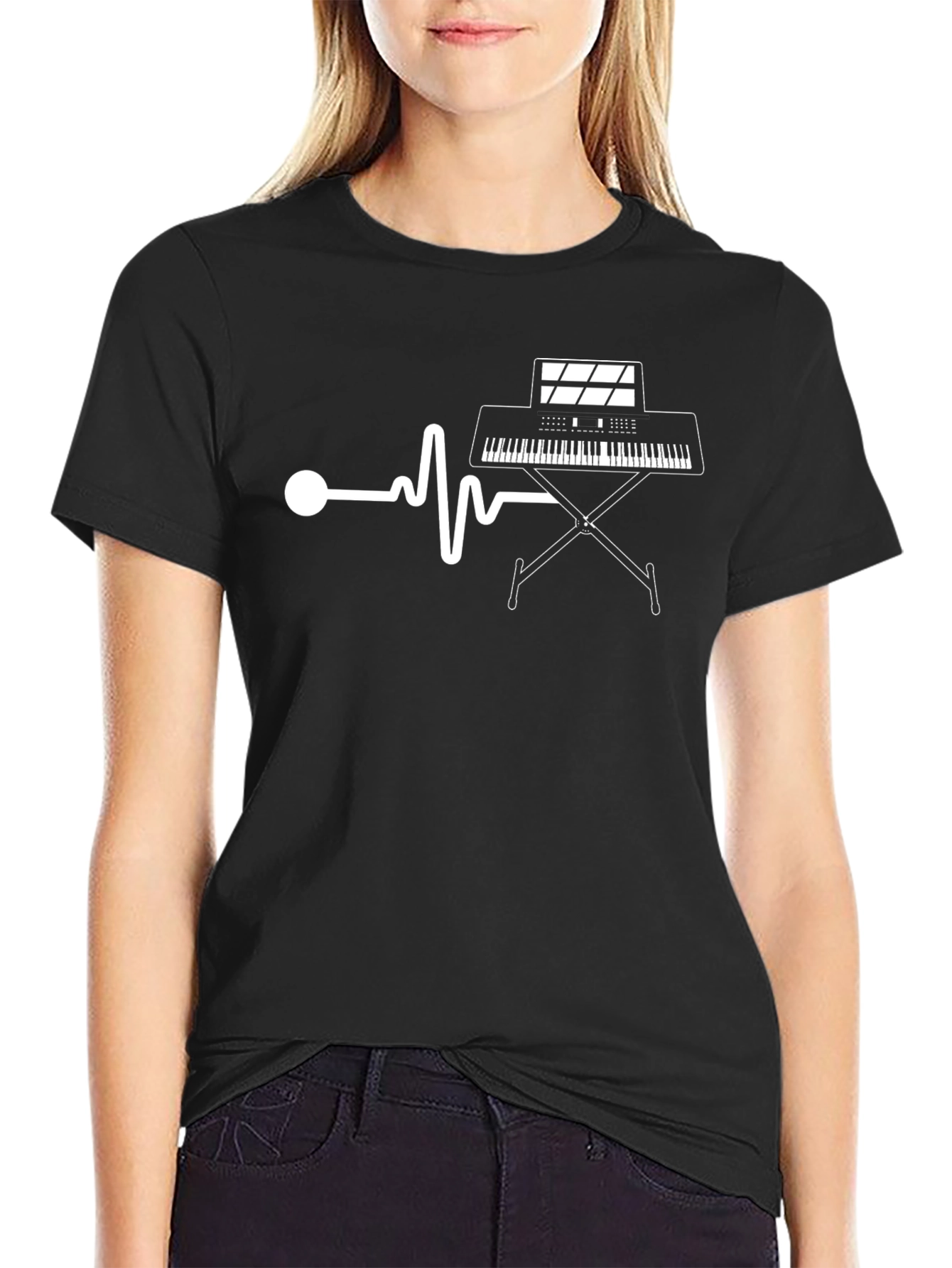 Keyboard Heartbeat Graphic Tee - Music Lovers T-Shirt