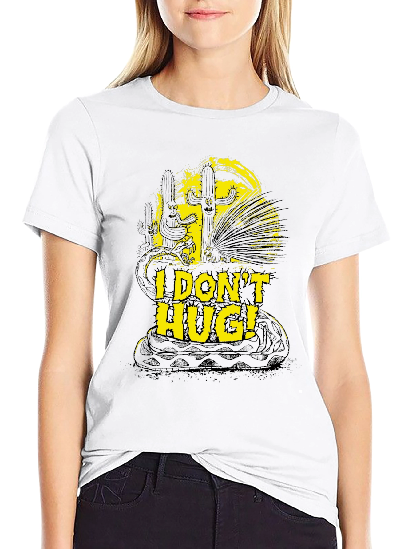 I Dont Hug T-Shirt Snake Cactus Graphic Novelty