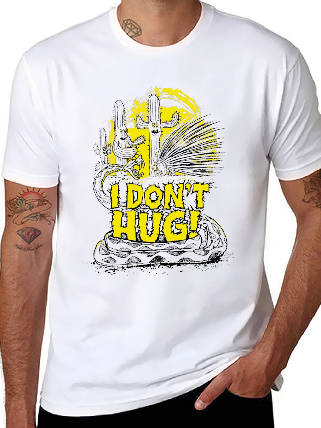 I Dont Hug T-Shirt Snake Cactus Graphic Novelty