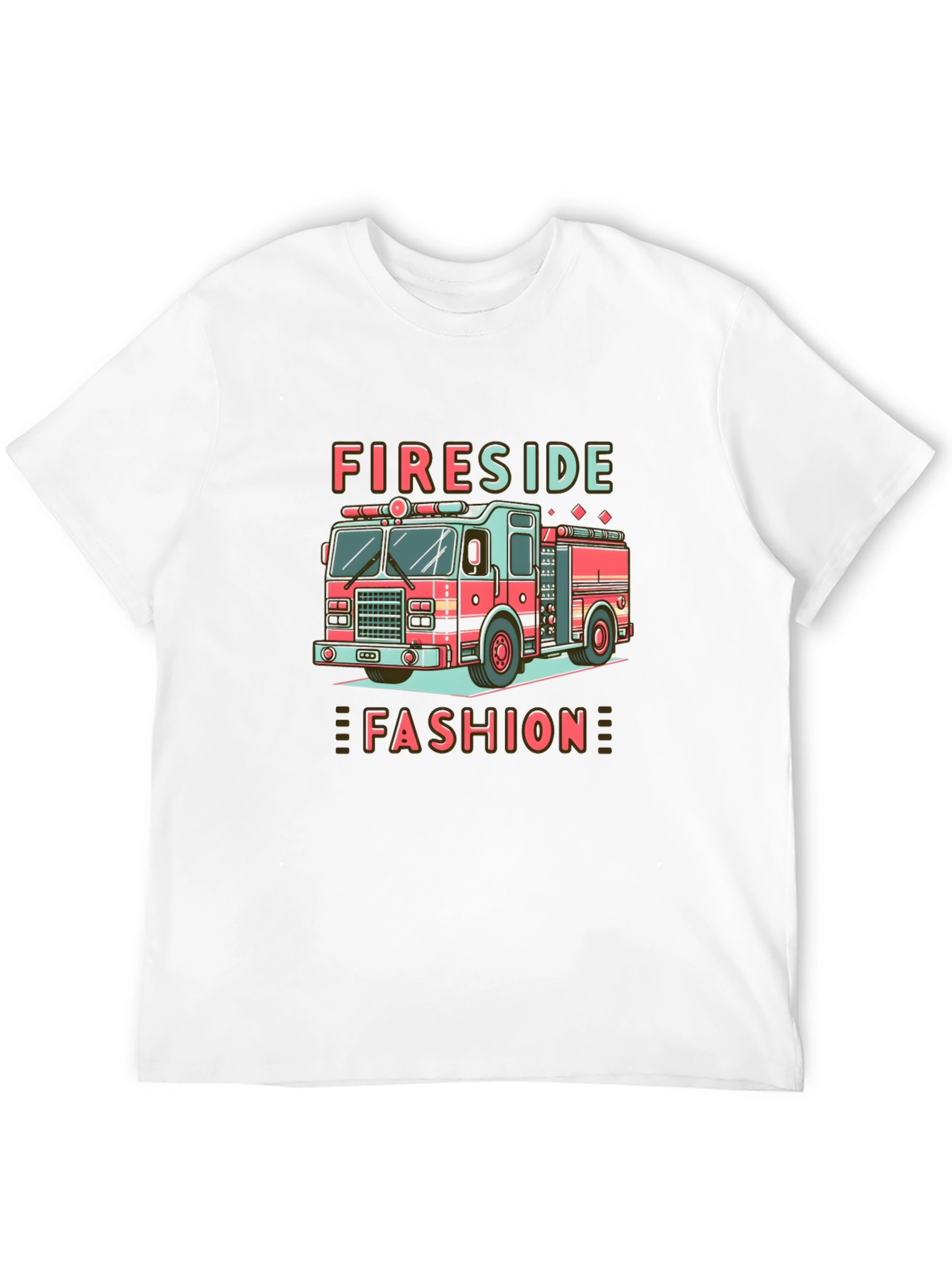 Fireside Fashion Graphic Tee - Firetruck Design