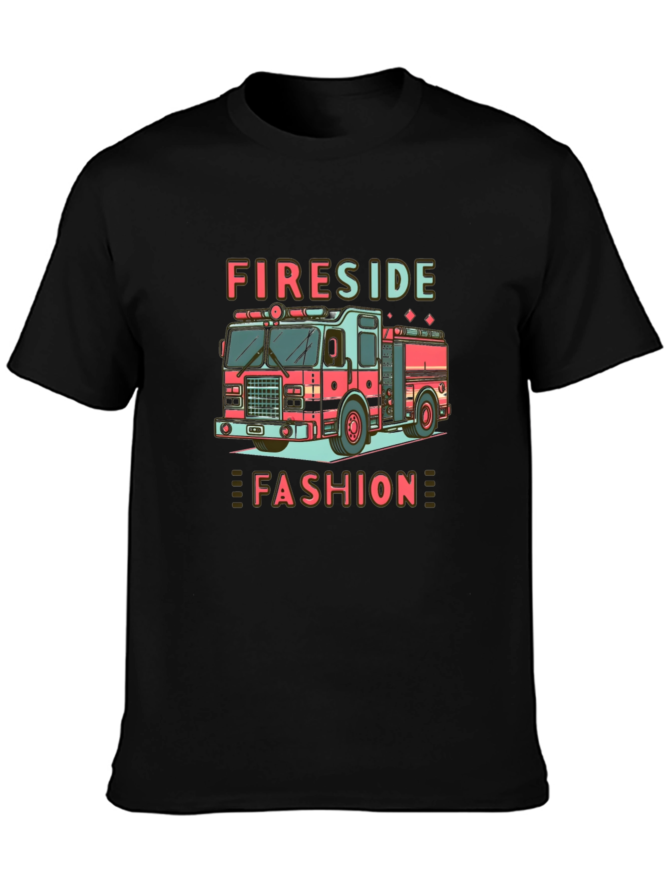 Fireside Fashion Graphic Tee - Firetruck Design