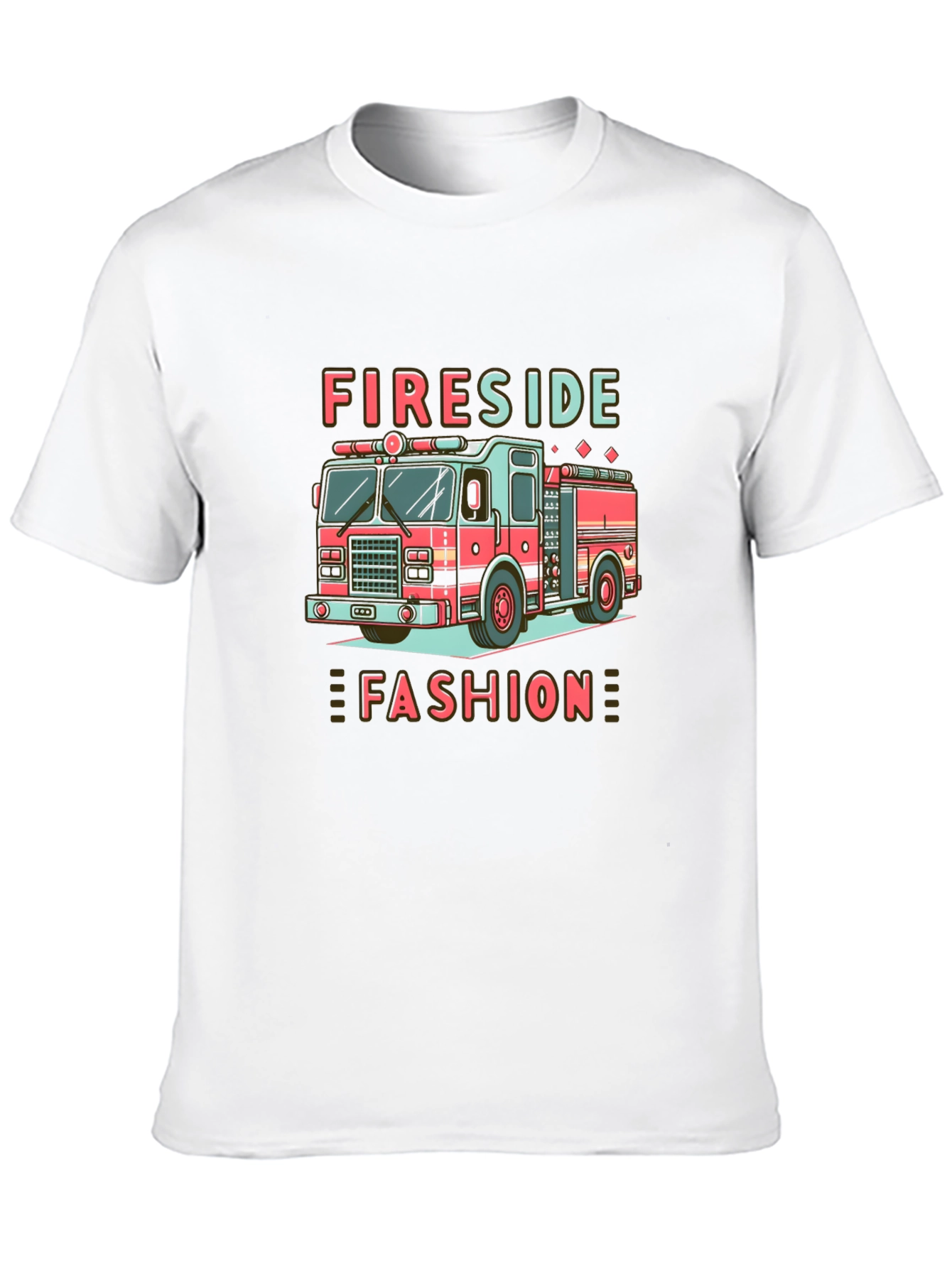 Fireside Fashion Graphic Tee - Firetruck Design