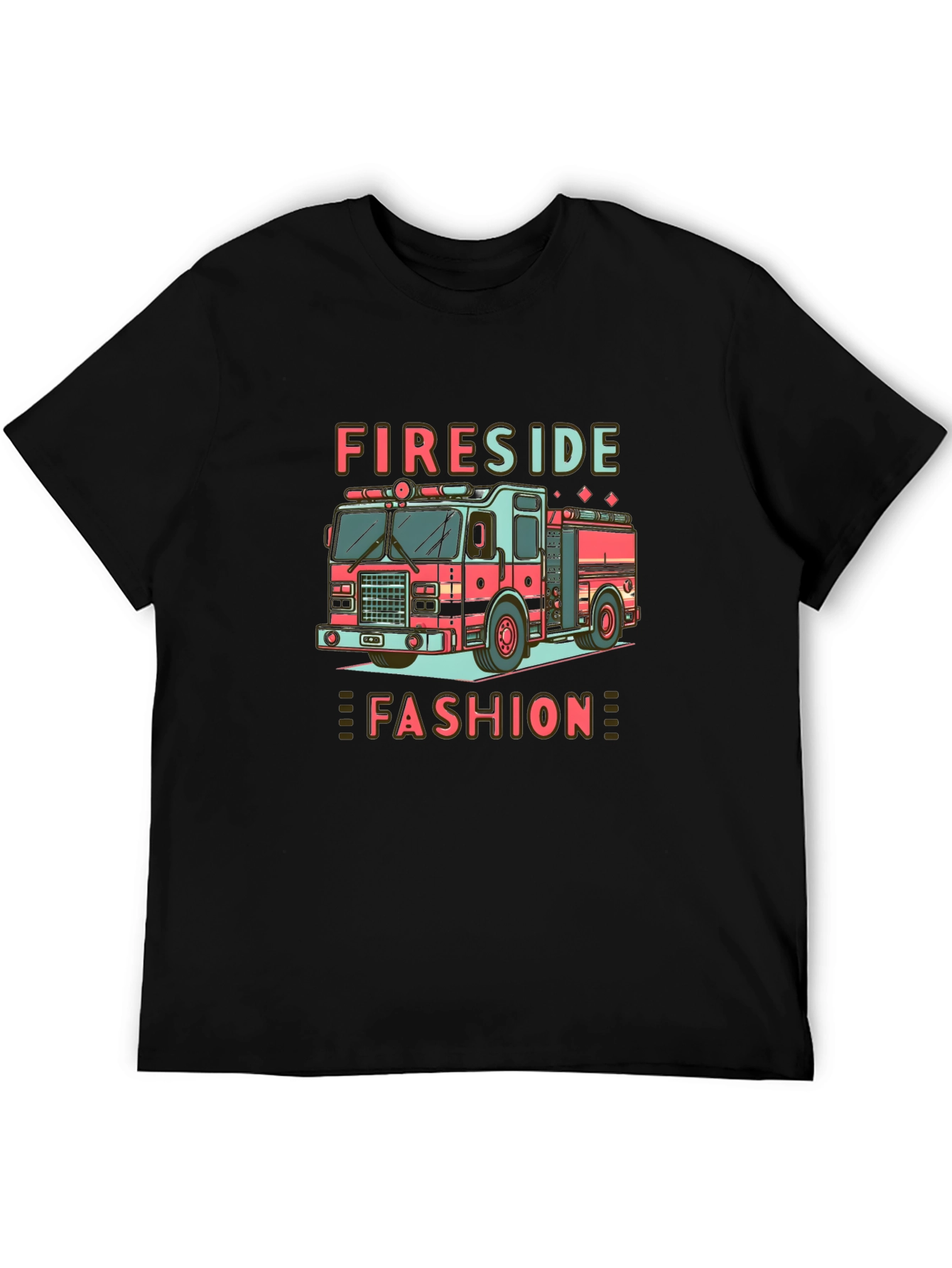 Fireside Fashion Graphic Tee - Firetruck Design