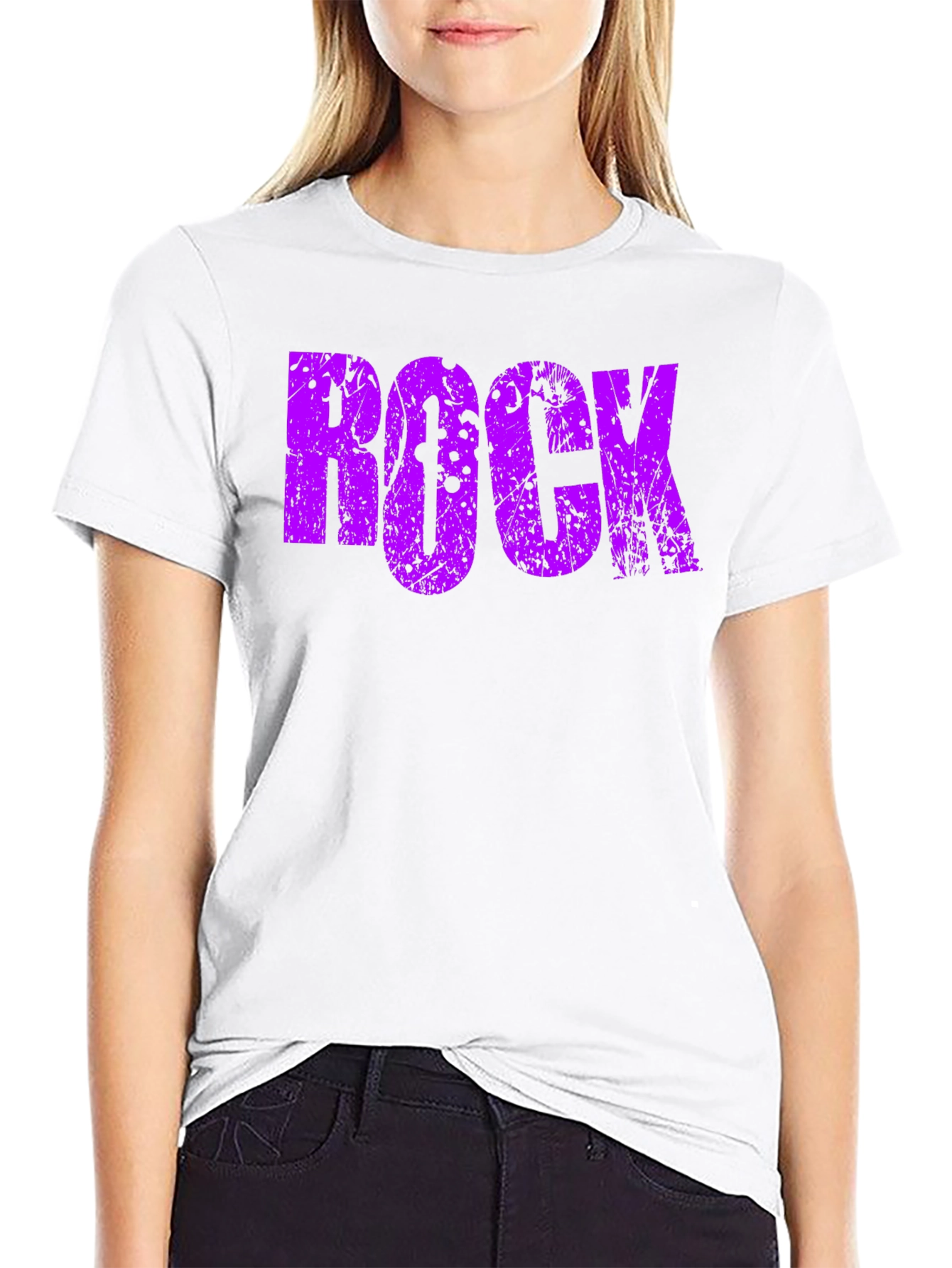 Rock Graphic Tee - Distressed Purple Print