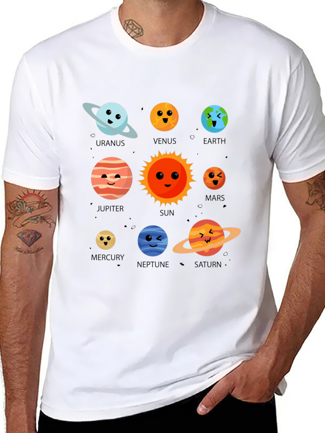 Planets T-Shirt: Solar System Cartoon Graphic Tee