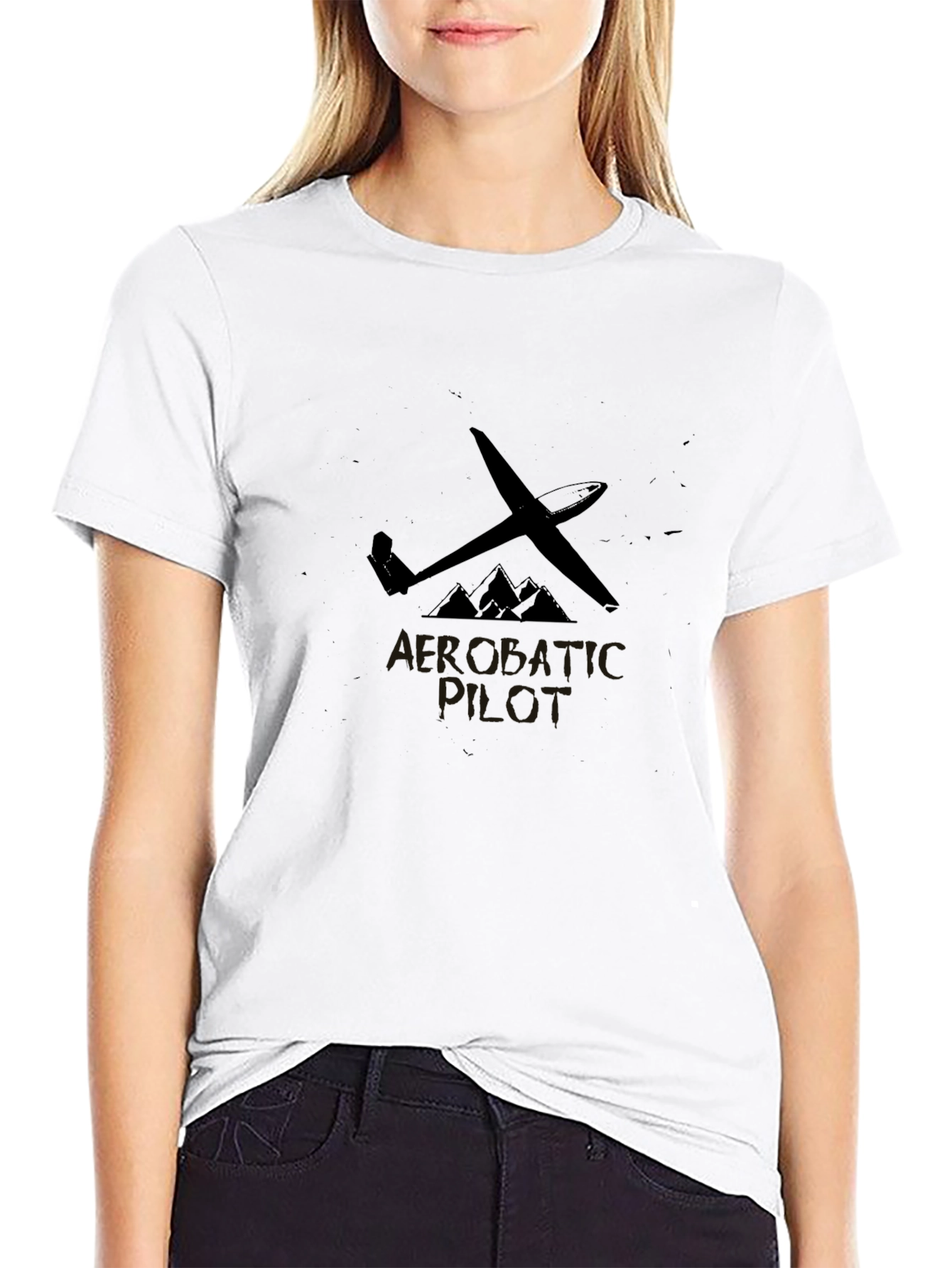 Aerobatic Pilot Black T-Shirt | Unique Glider Plane Design