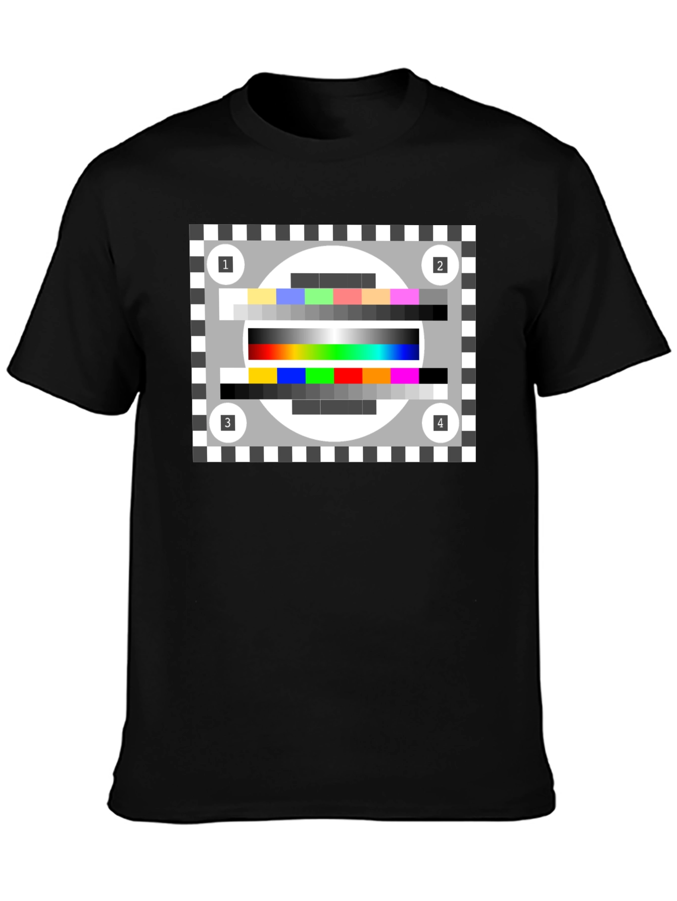 TV Test Pattern Black Tee - Stay Tuned!