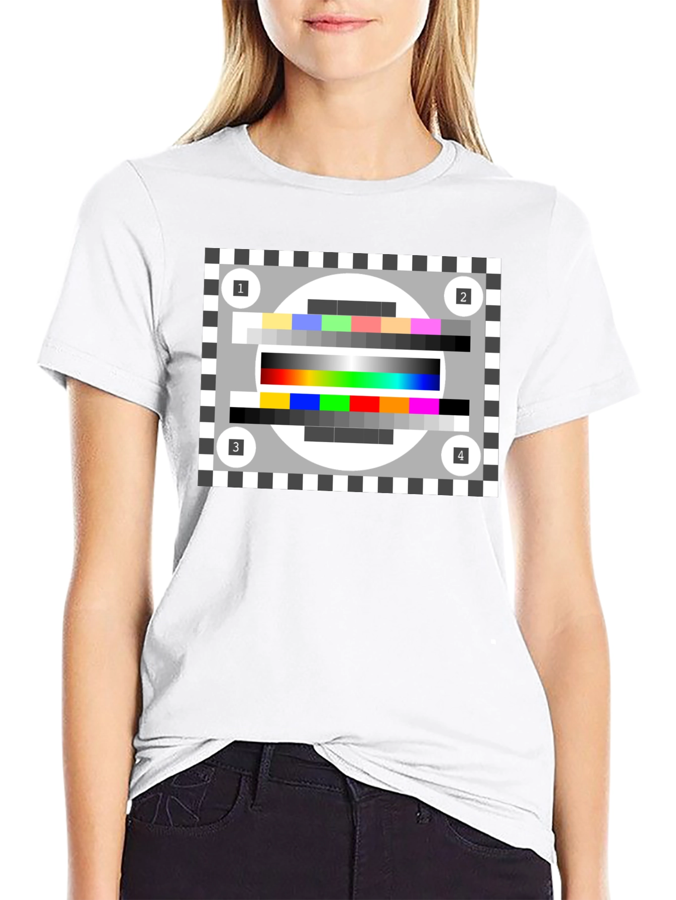 TV Test Pattern Black Tee - Stay Tuned!