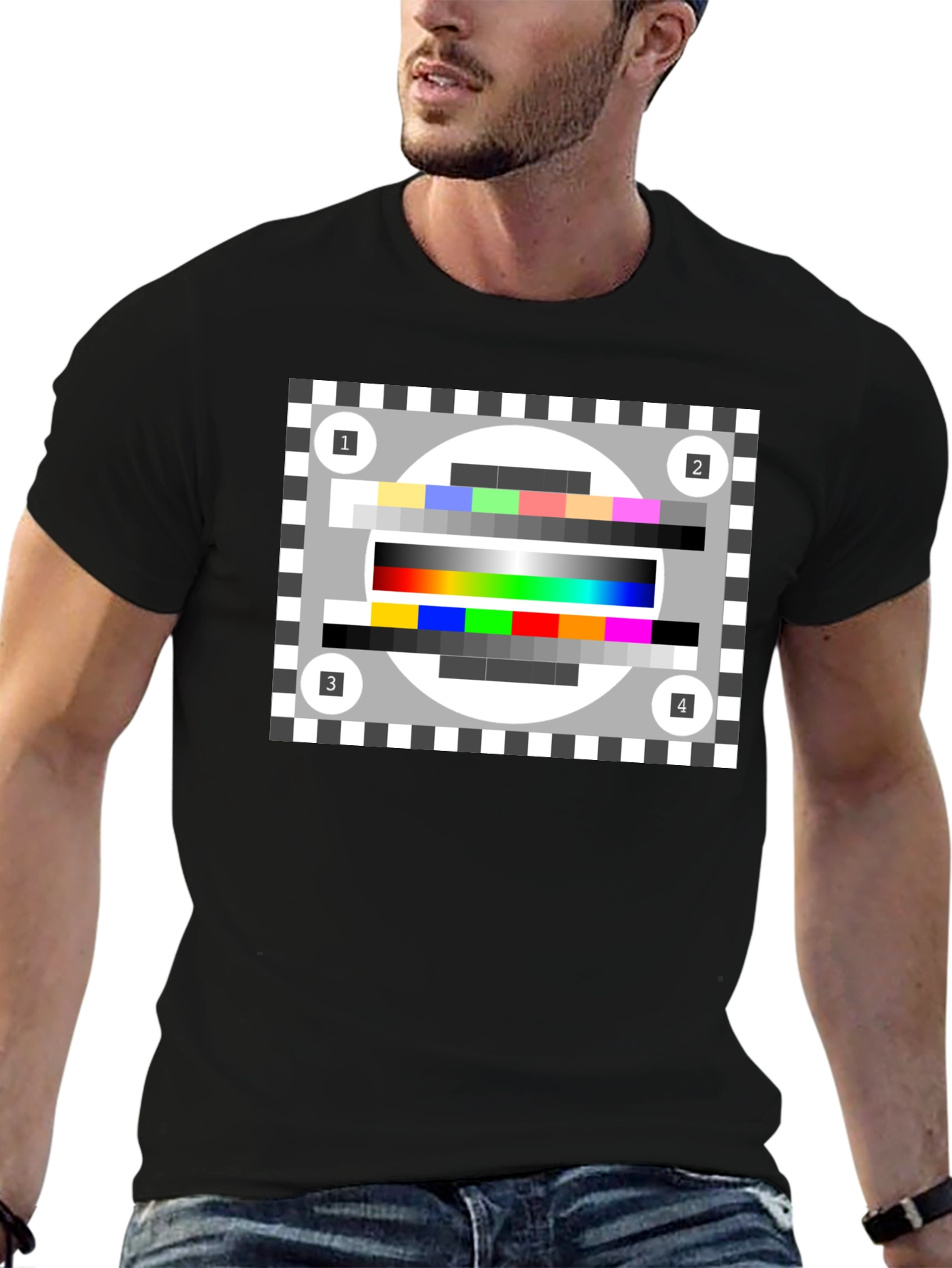 TV Test Pattern Black Tee - Stay Tuned!