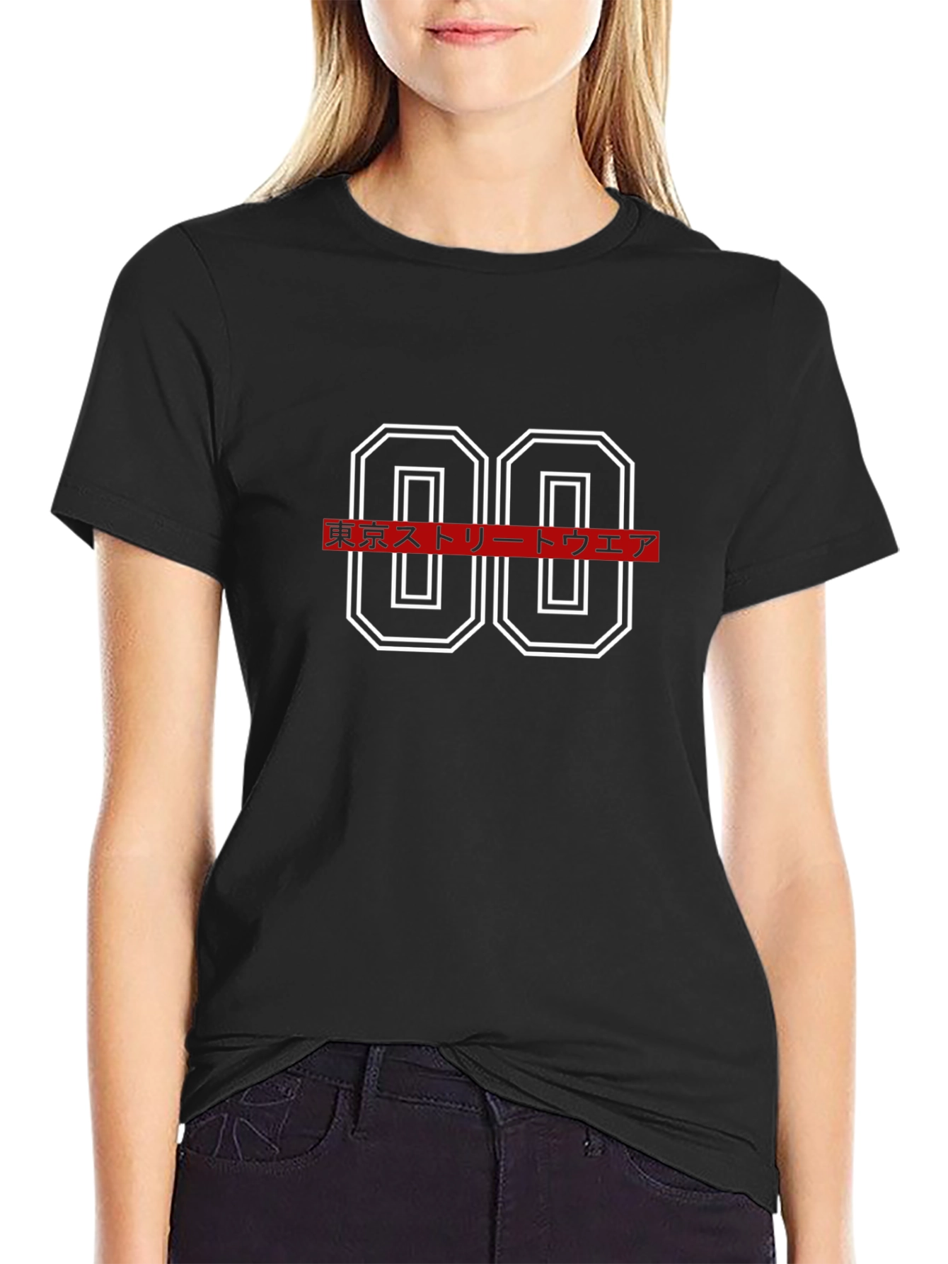 Tokyo Streetwear Graphic Tee - Black Cotton Blend