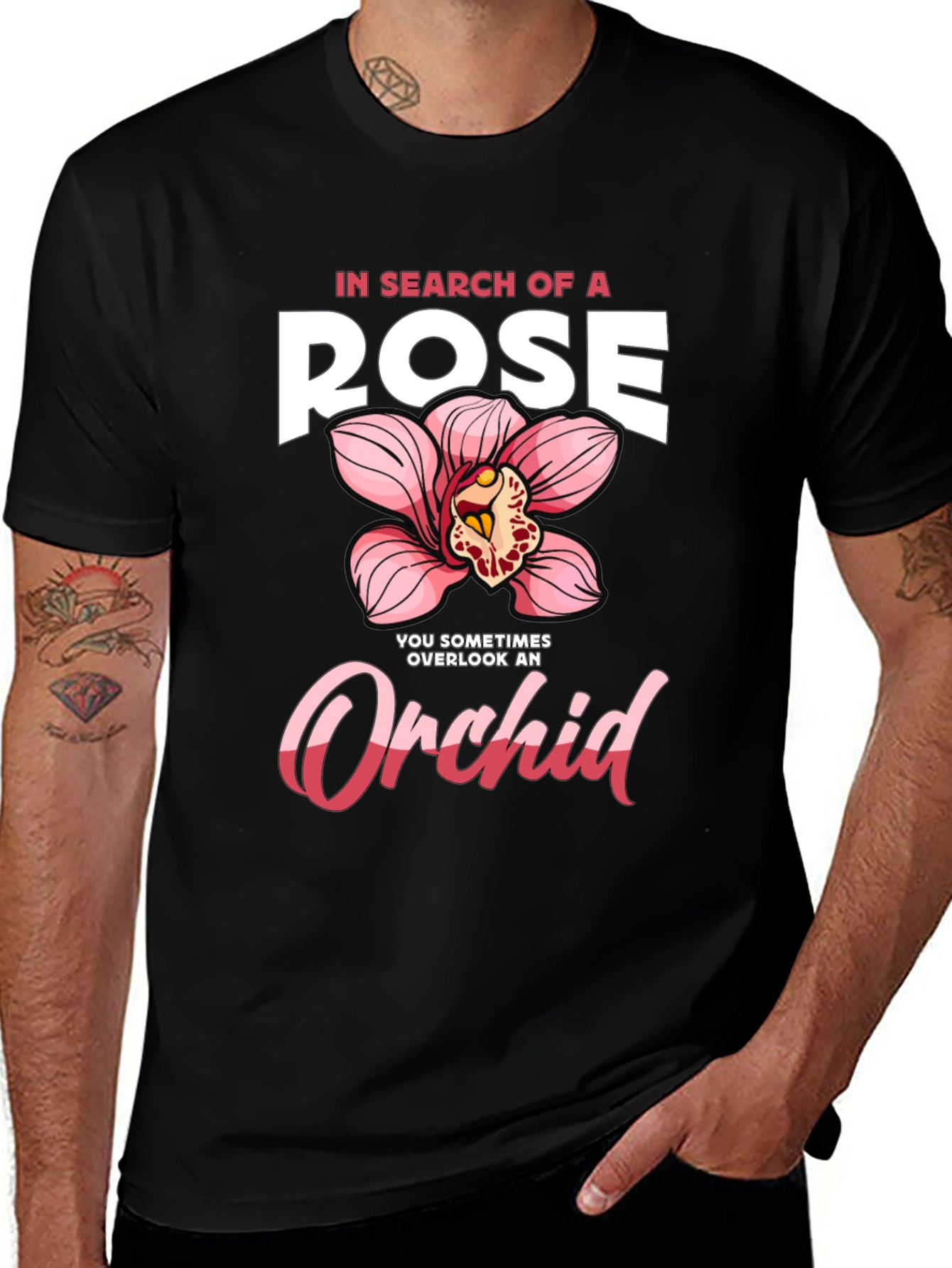 In Search of a Rose Orchid Graphic T-Shirt