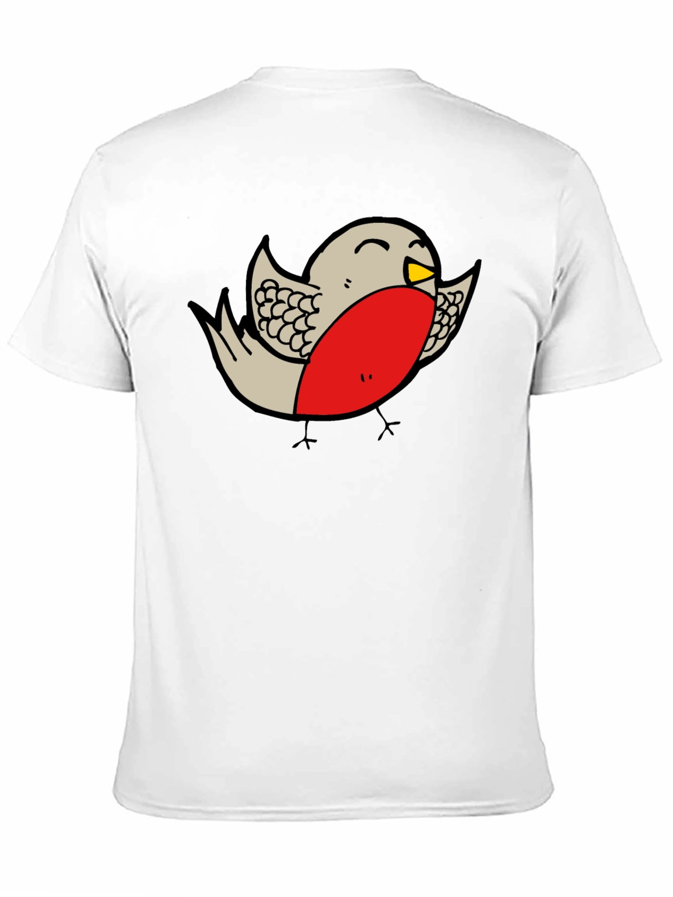 Cartoon Robin Graphic Print Black T-Shirt