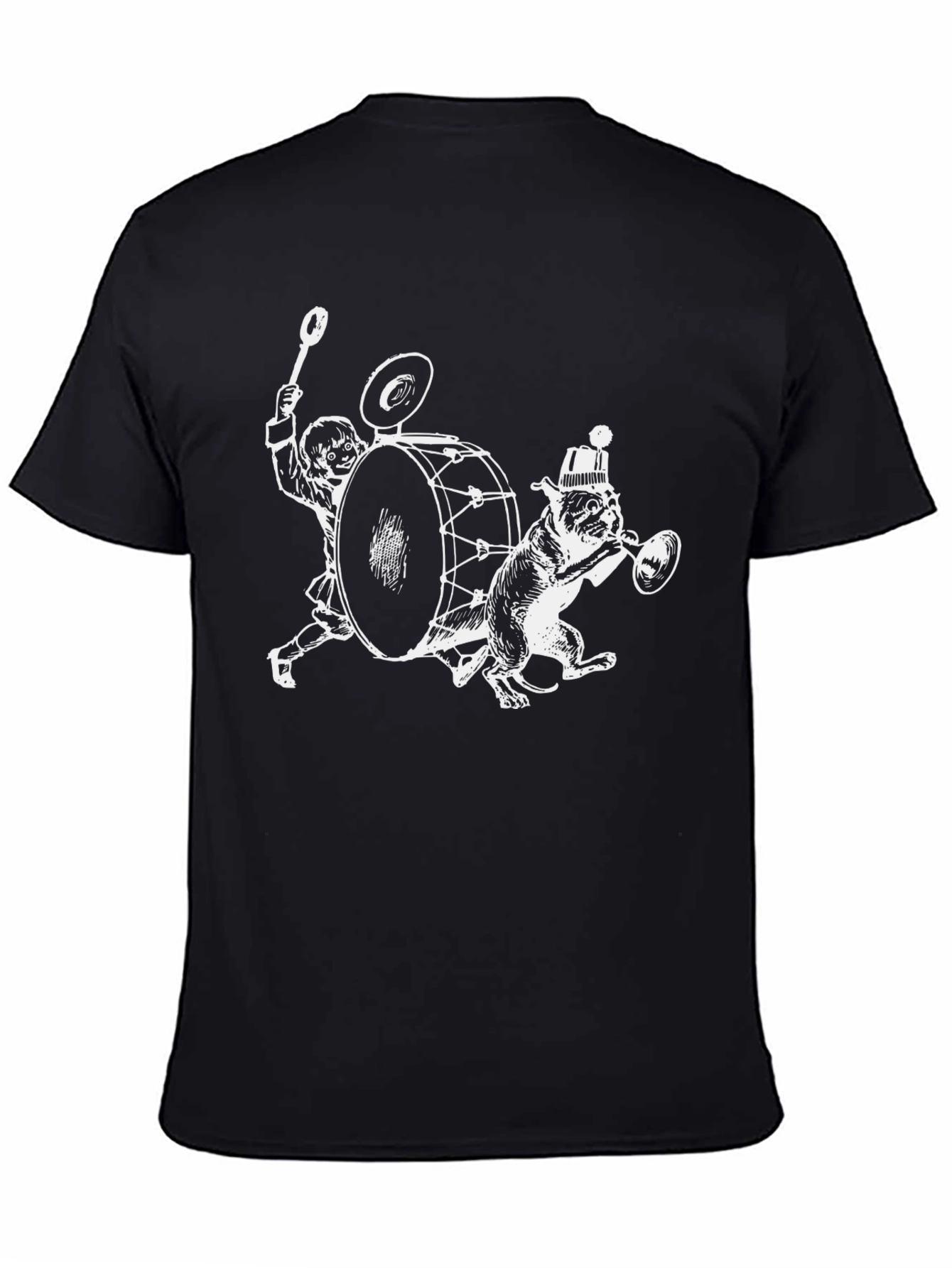 Drummer Dog Graphic Tee - Black Cotton T-Shirt
