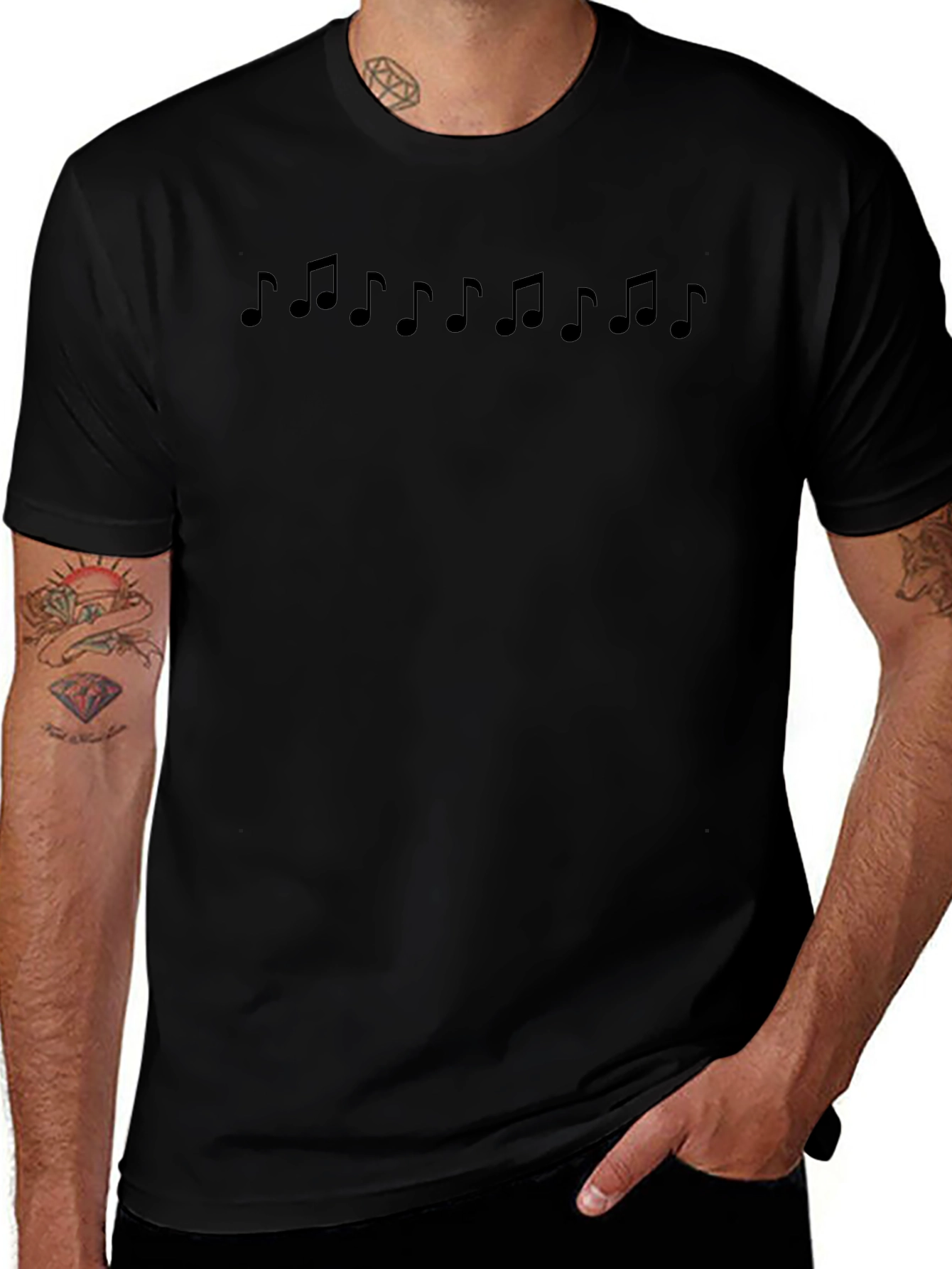 Musical Note Graphic Tee - Black